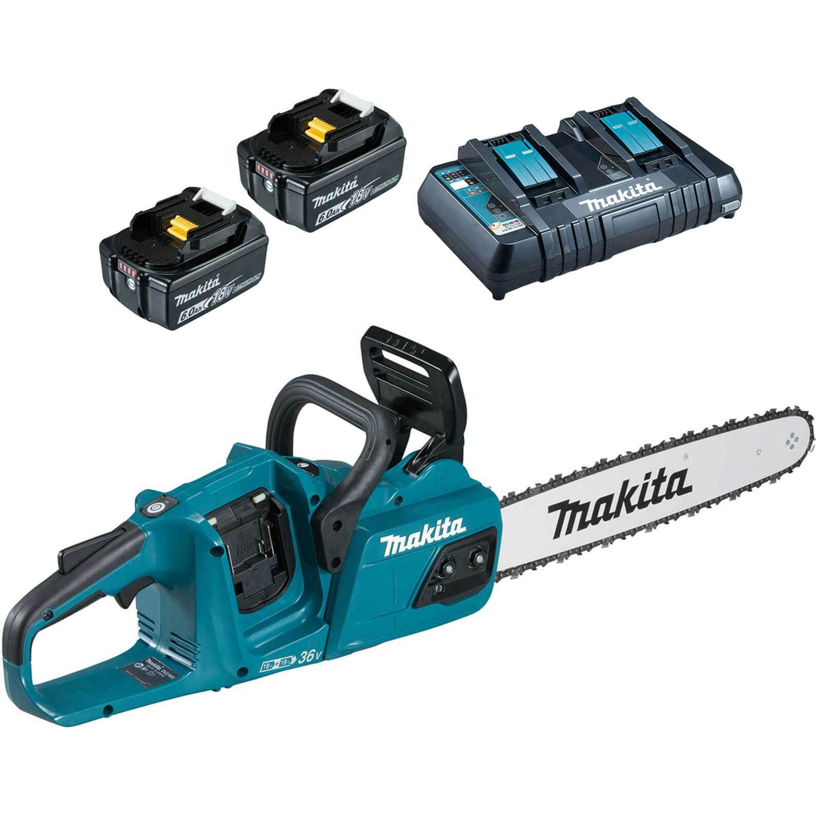 Photo of Makita Duc405 Twin 18v Lxt Cordless Brushless Chainsaw 400mm 2 X 6ah Li-ion Charger