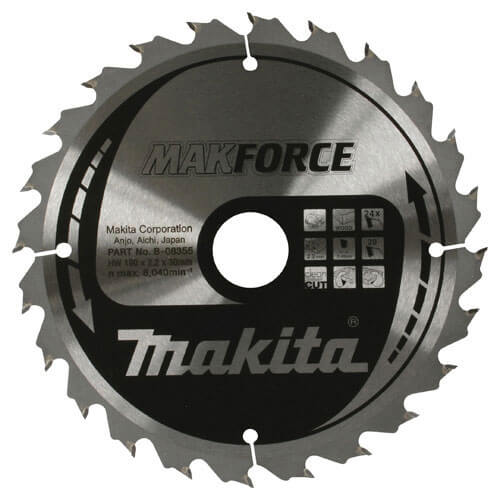 Photo of Makita Makforce Wood Cutting Saw Blade 190mm 24t 30mm