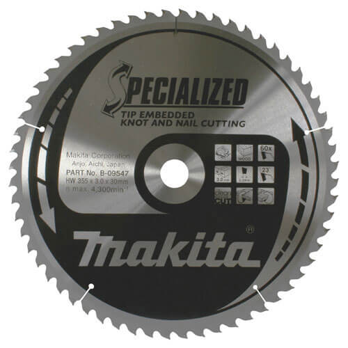 Photo of Makita Specialized Knot And Nail Cutting Saw Blade 355mm 60t 30mm