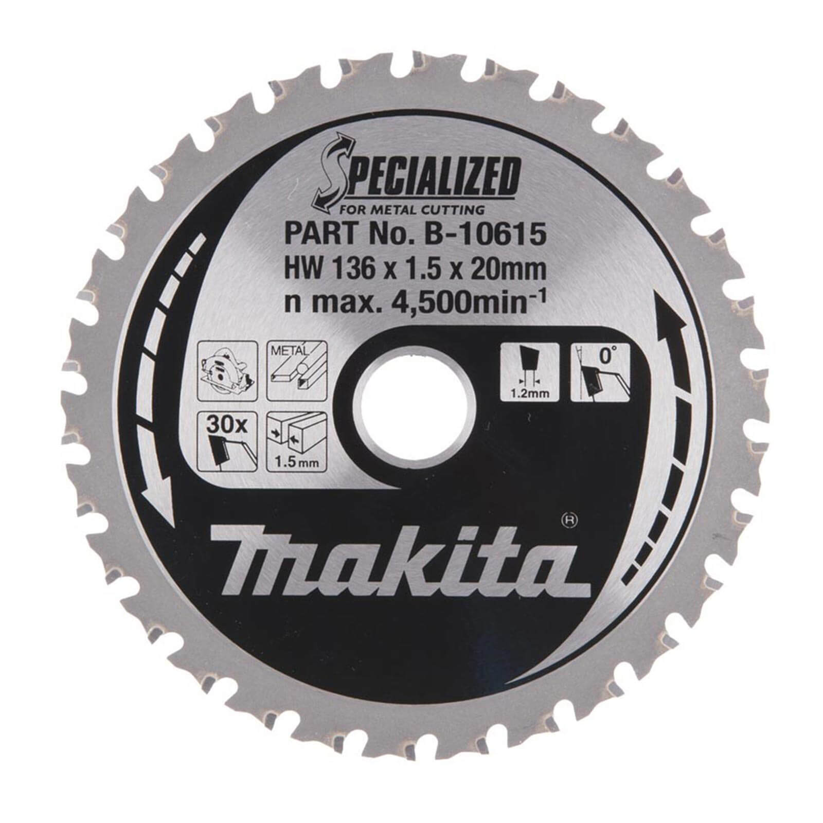 Photo of Makita Specialized Cordless Mild Steel Cutting Saw Blade 136mm 30t 20mm