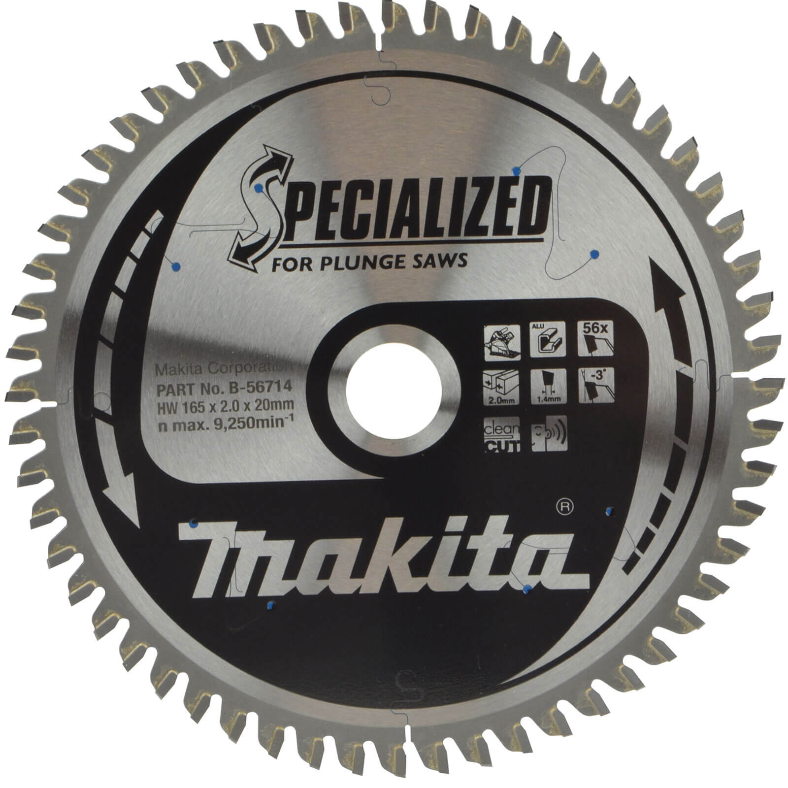 Photo of Makita Specialized Plunge Saw Aluminium Cutting Saw Blade 165mm 56t 20mm