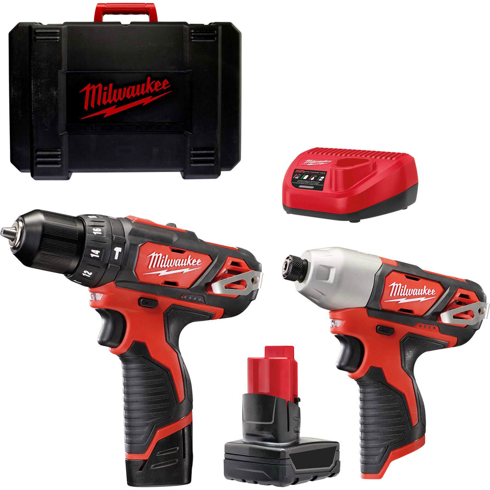 Milwaukee M12 BPP2B 12v Cordless Combi Drill And Impact Driver Kit ...