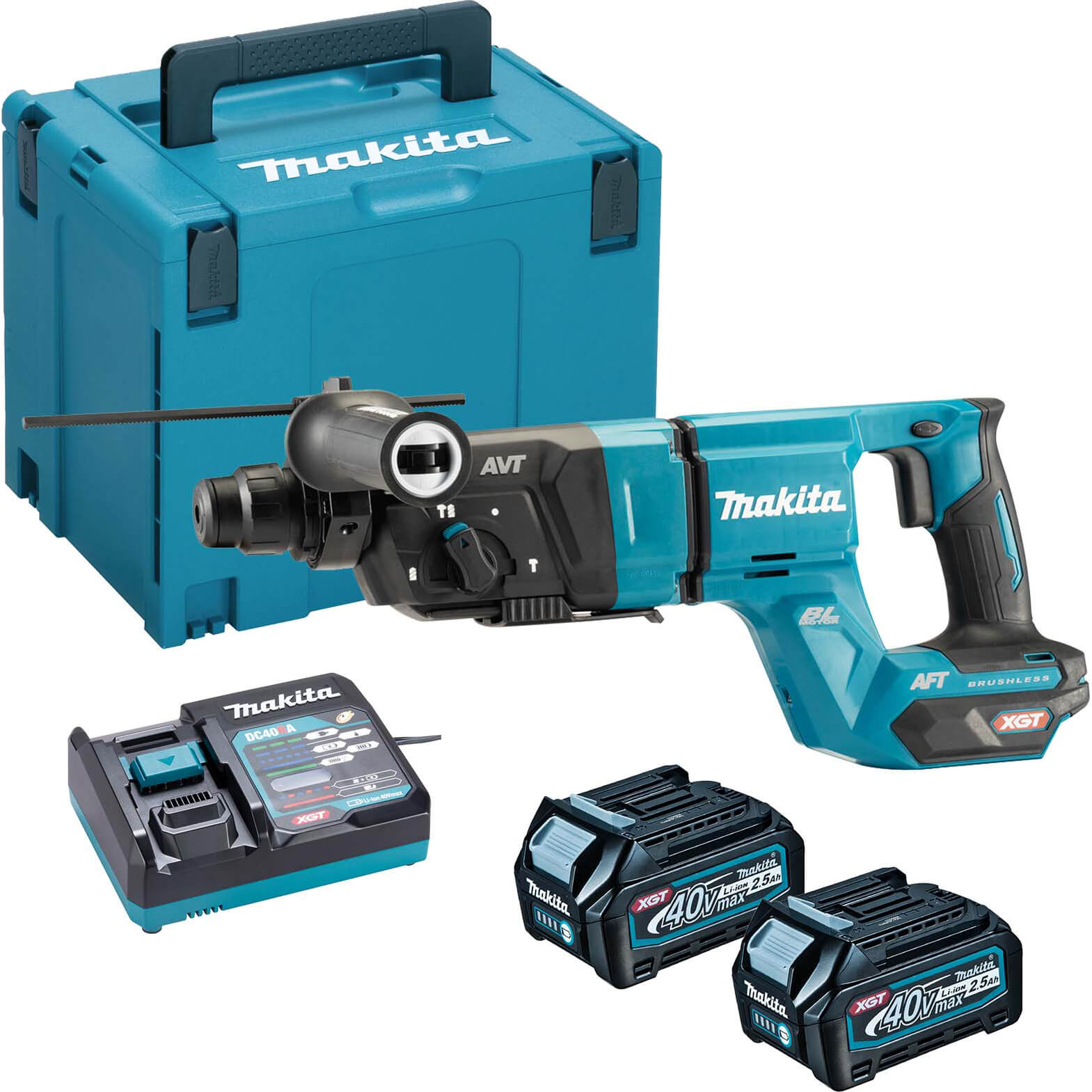 Photo of Makita Hr007g 40v Max Xgt Cordless Brushless Sds Plus Rotary Hammer Drill 2 X 2.5ah Li-ion Charger Case
