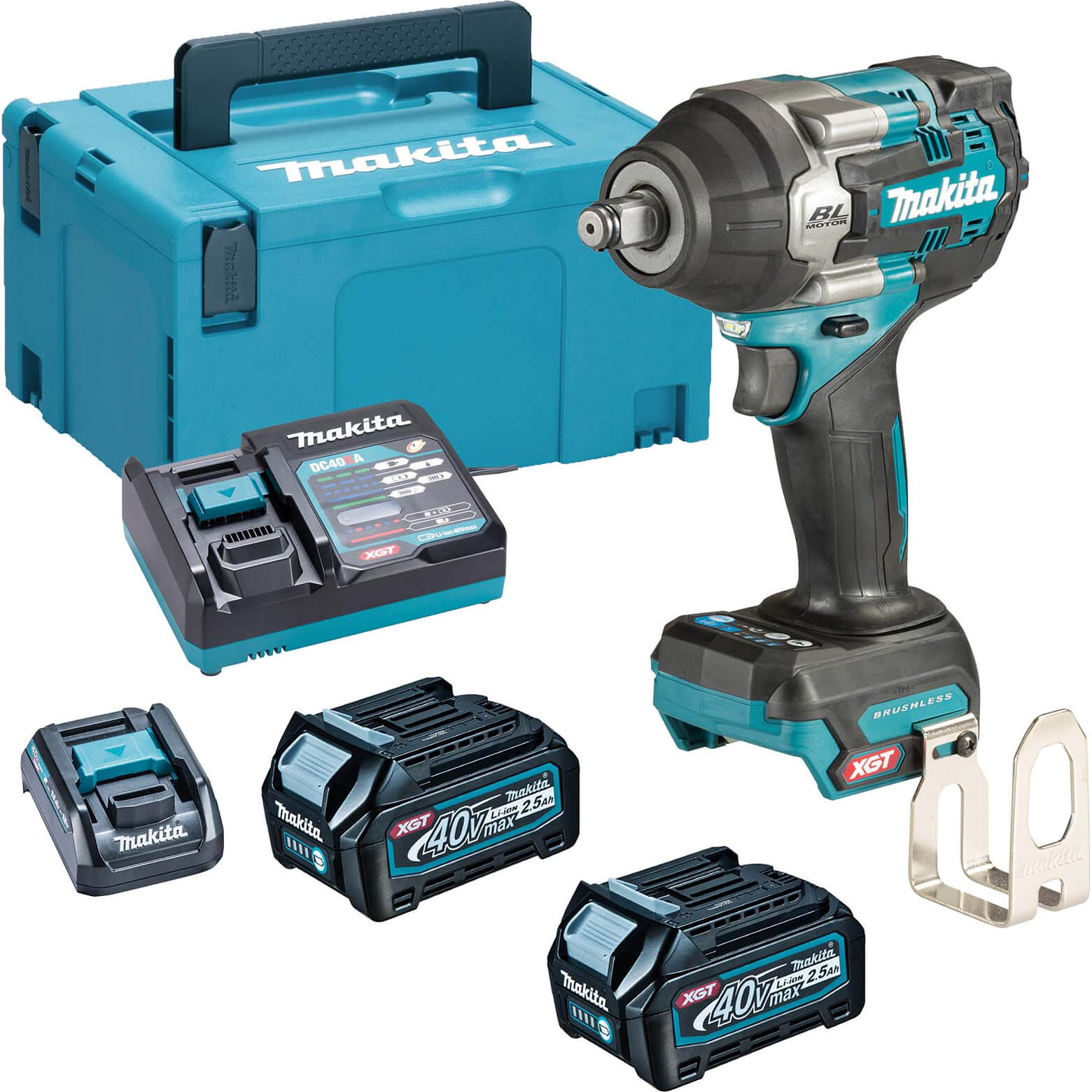 Photo of Makita Tw007g 40v Max Xgt Cordless Brushless Impact Wrench 2 X 2.5ah Li-ion Charger Case