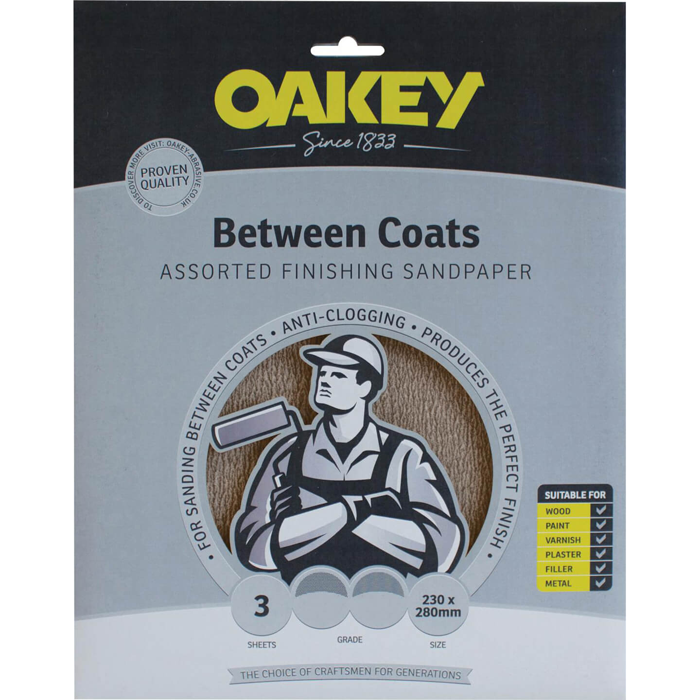 Photo of Oakey Between Coats Silicon Sandpaper Fine Pack Of 3