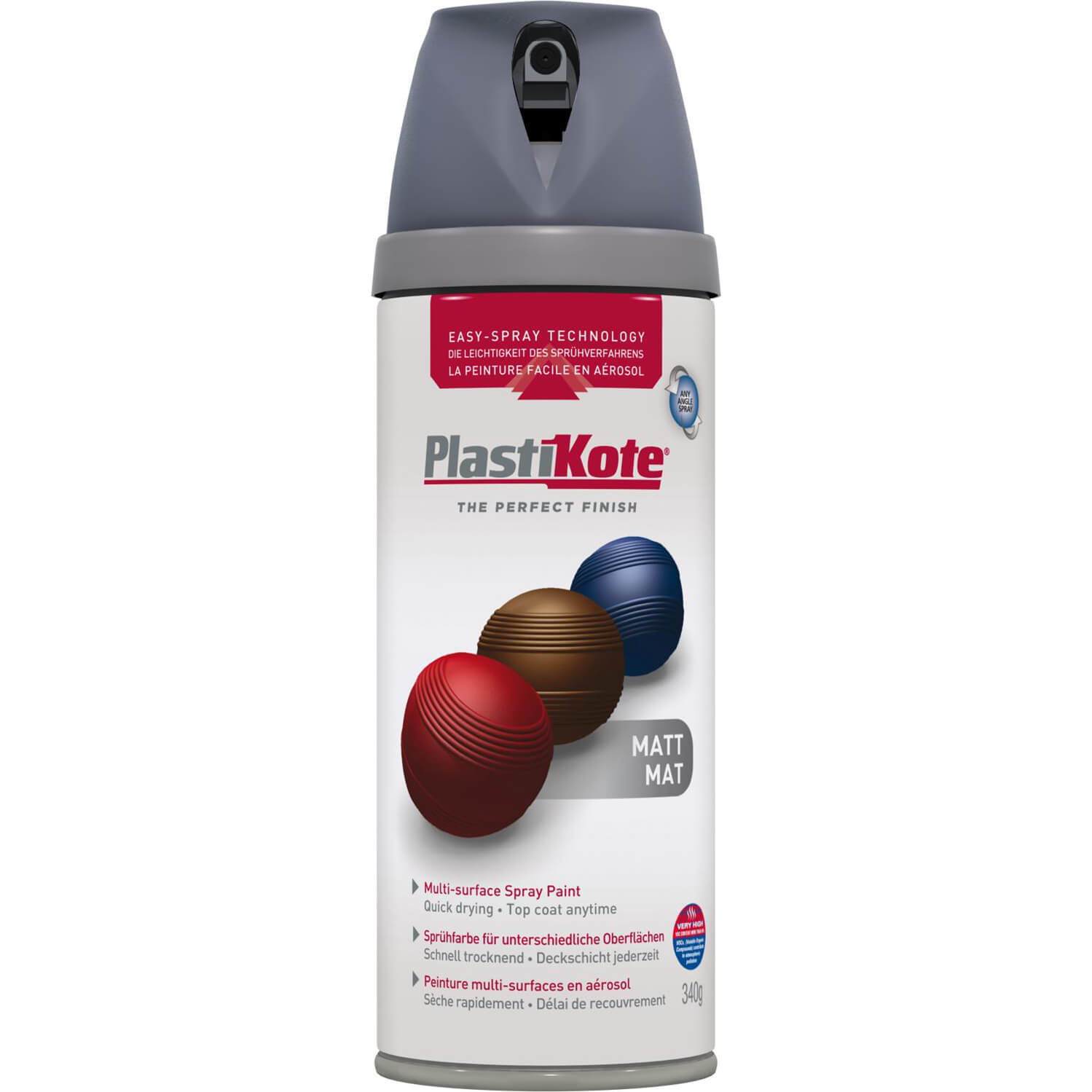 Photo of Plastikote Premium Matt Aerosol Spray Paint Grey 400ml