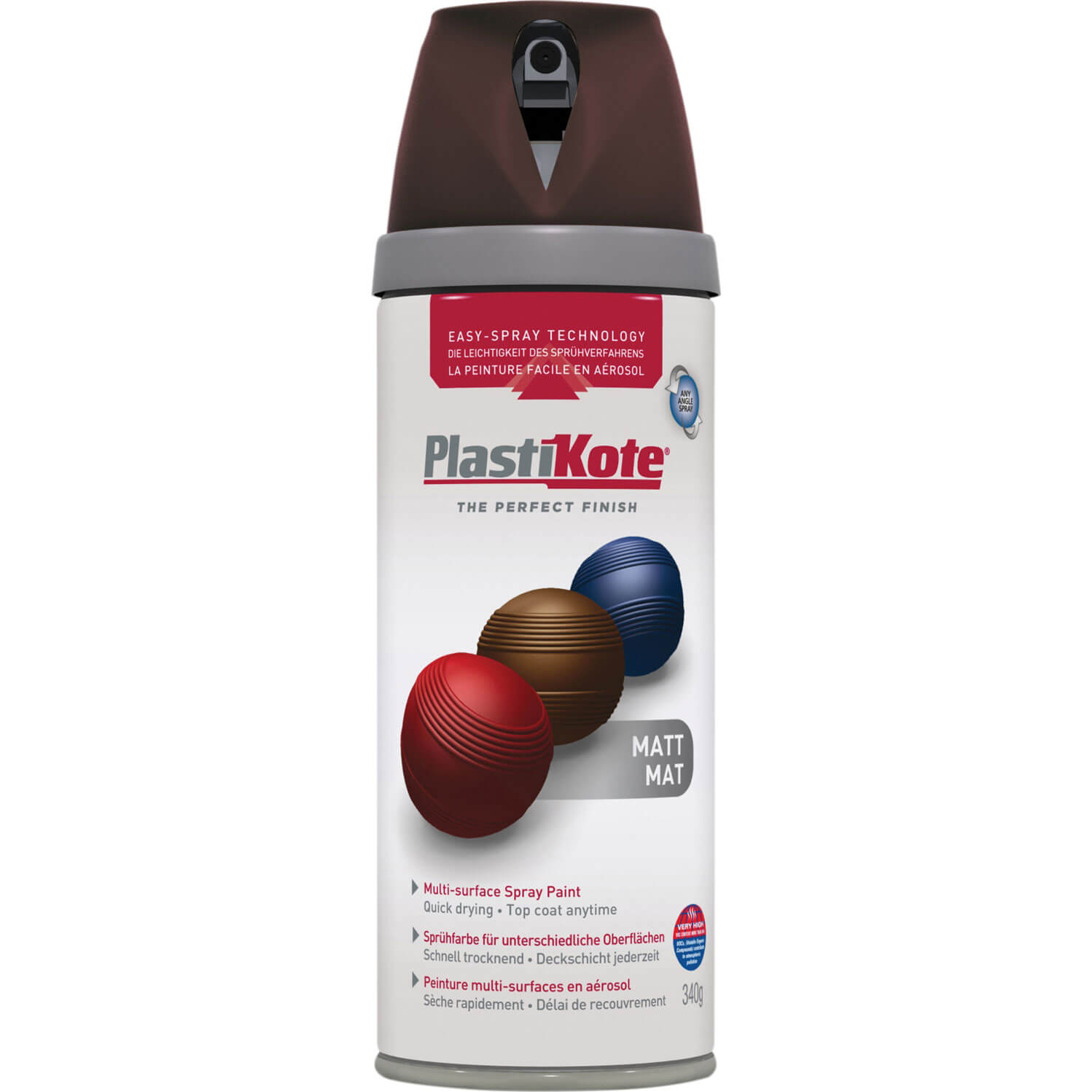 Photo of Plastikote Premium Matt Aerosol Spray Paint Chocolate 400ml
