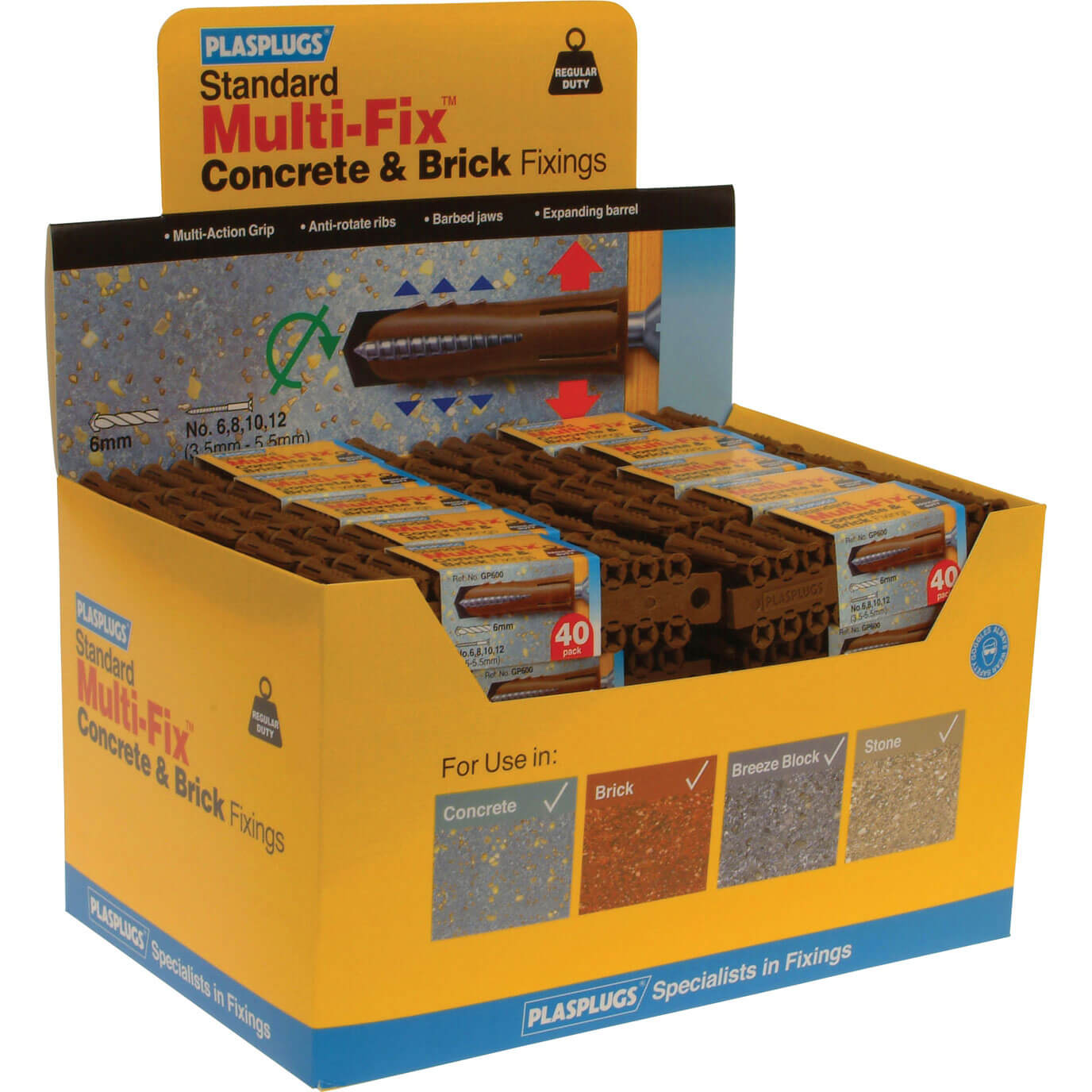 Photo of Plasplugs Heavy Duty Multifix Concrete And Brick Fixings Pack Of 2000