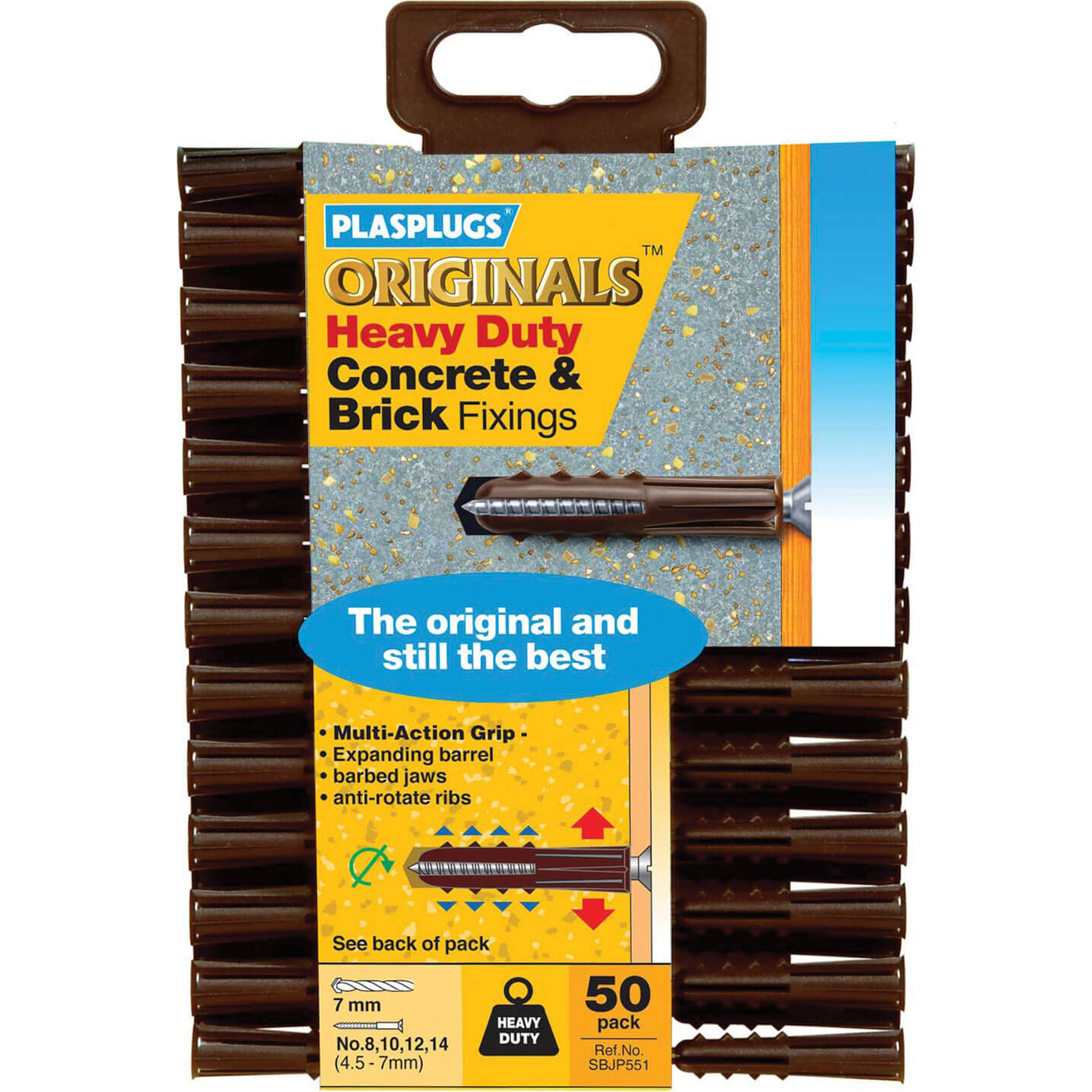 Photo of Plasplugs Heavy Duty Multifix Concrete And Brick Fixings Pack Of 50