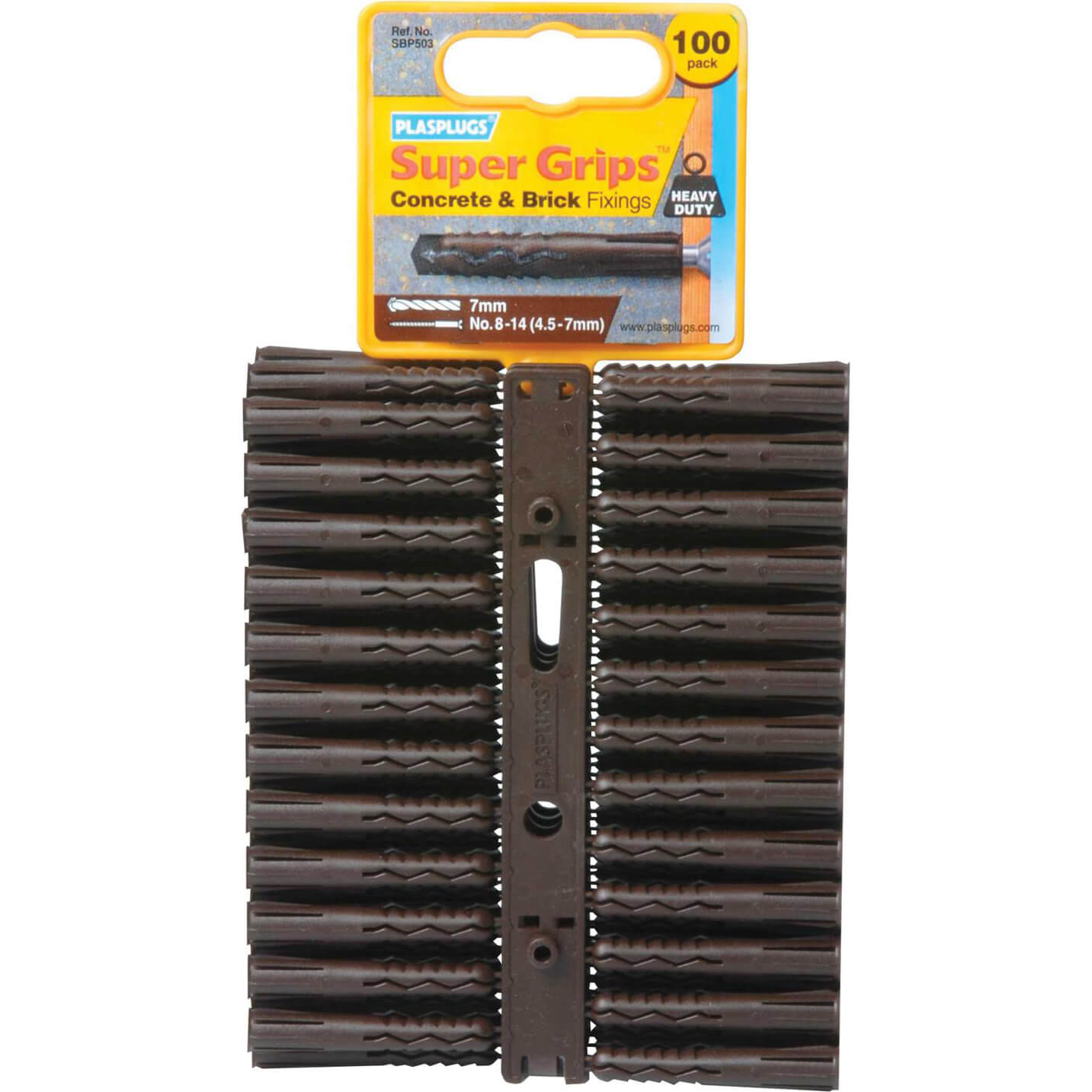 Photo of Plasplugs Heavy Duty Super Grips Concrete And Brick Fixings Pack Of 100