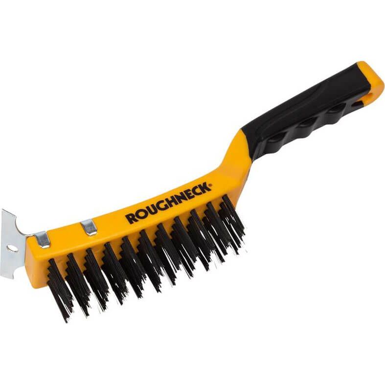 Photo of Roughneck Carbon Steel Wire Brush With Integrated Scraper 4 Rows