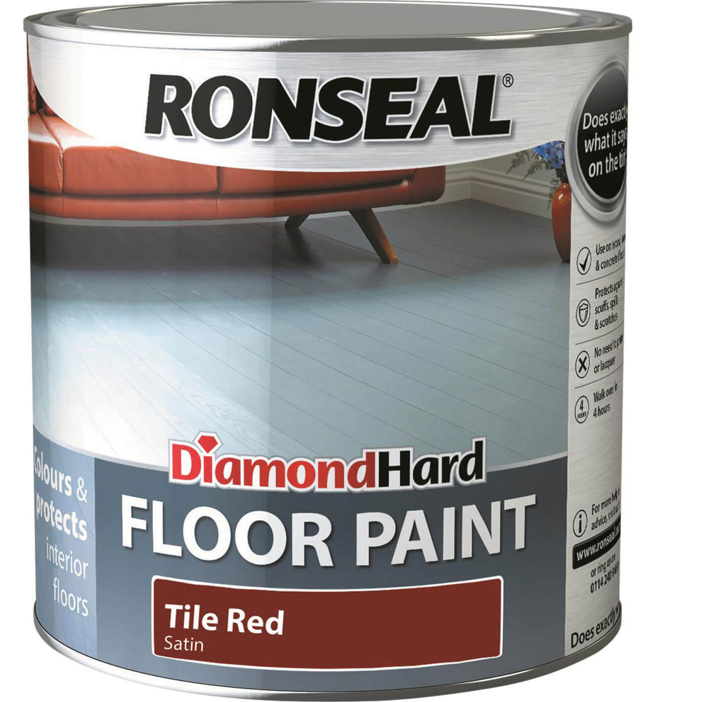 Photo of Ronseal Diamond Hard Floor Paint Tile Red 2.5l
