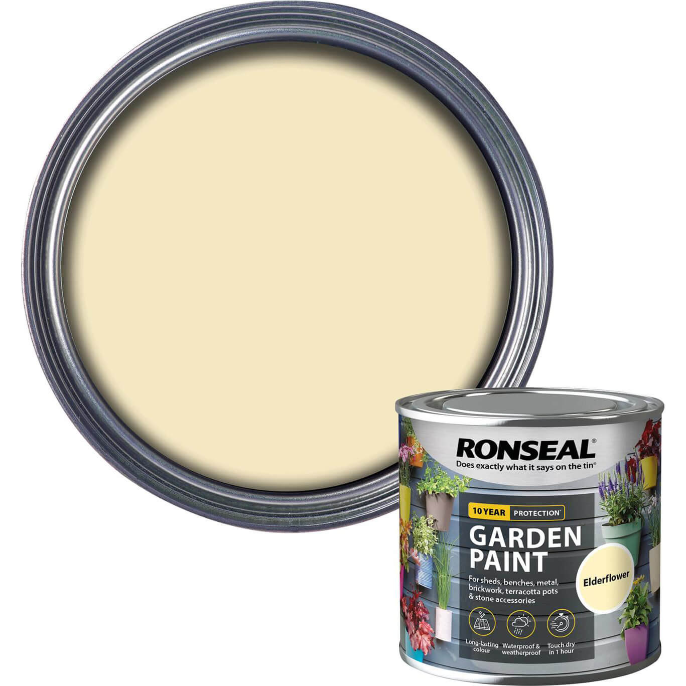 Photo of Ronseal General Purpose Garden Paint Elderflower 250ml
