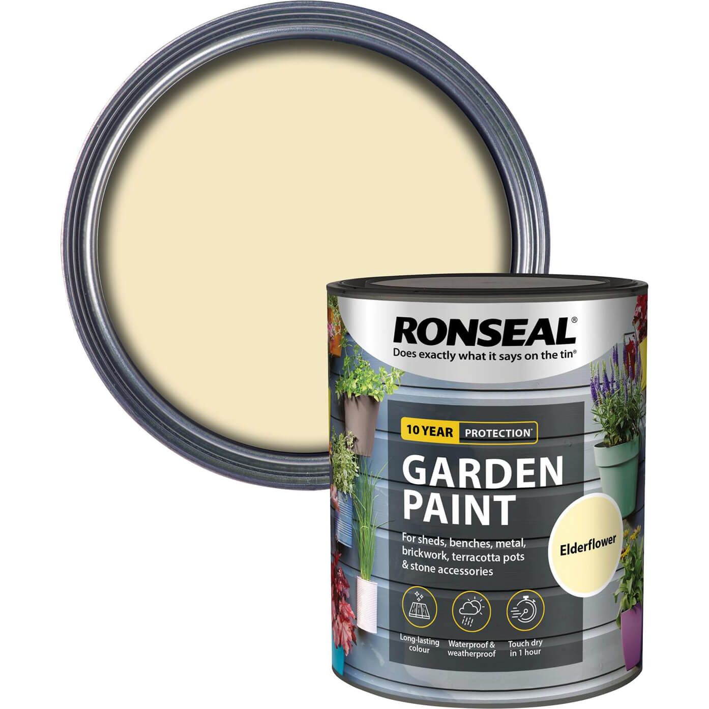 Photo of Ronseal General Purpose Garden Paint Elderflower 750ml