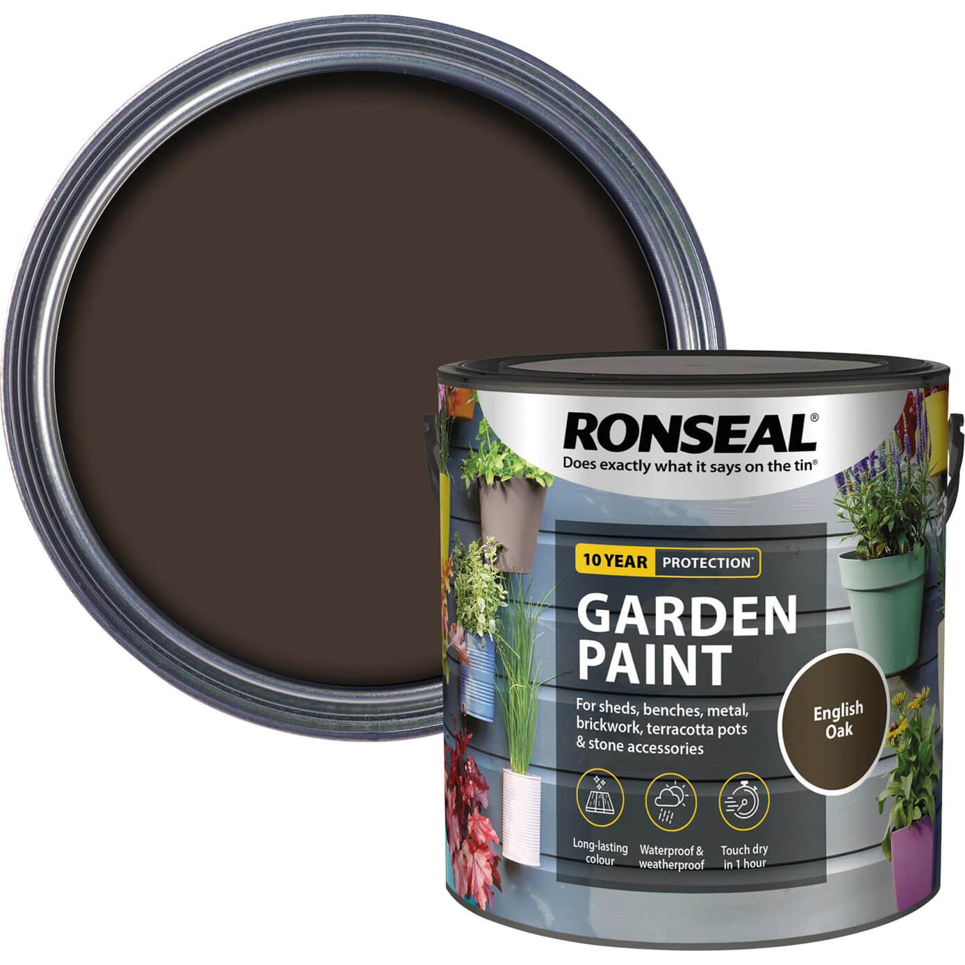 Photo of Ronseal General Purpose Garden Paint English Oak 2.5l