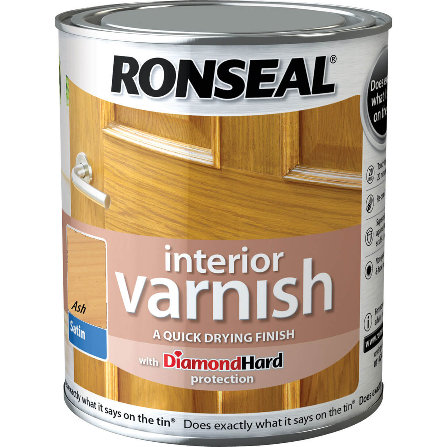 Photo of Ronseal Interior Satin Quick Dry Varnish Ash 250ml