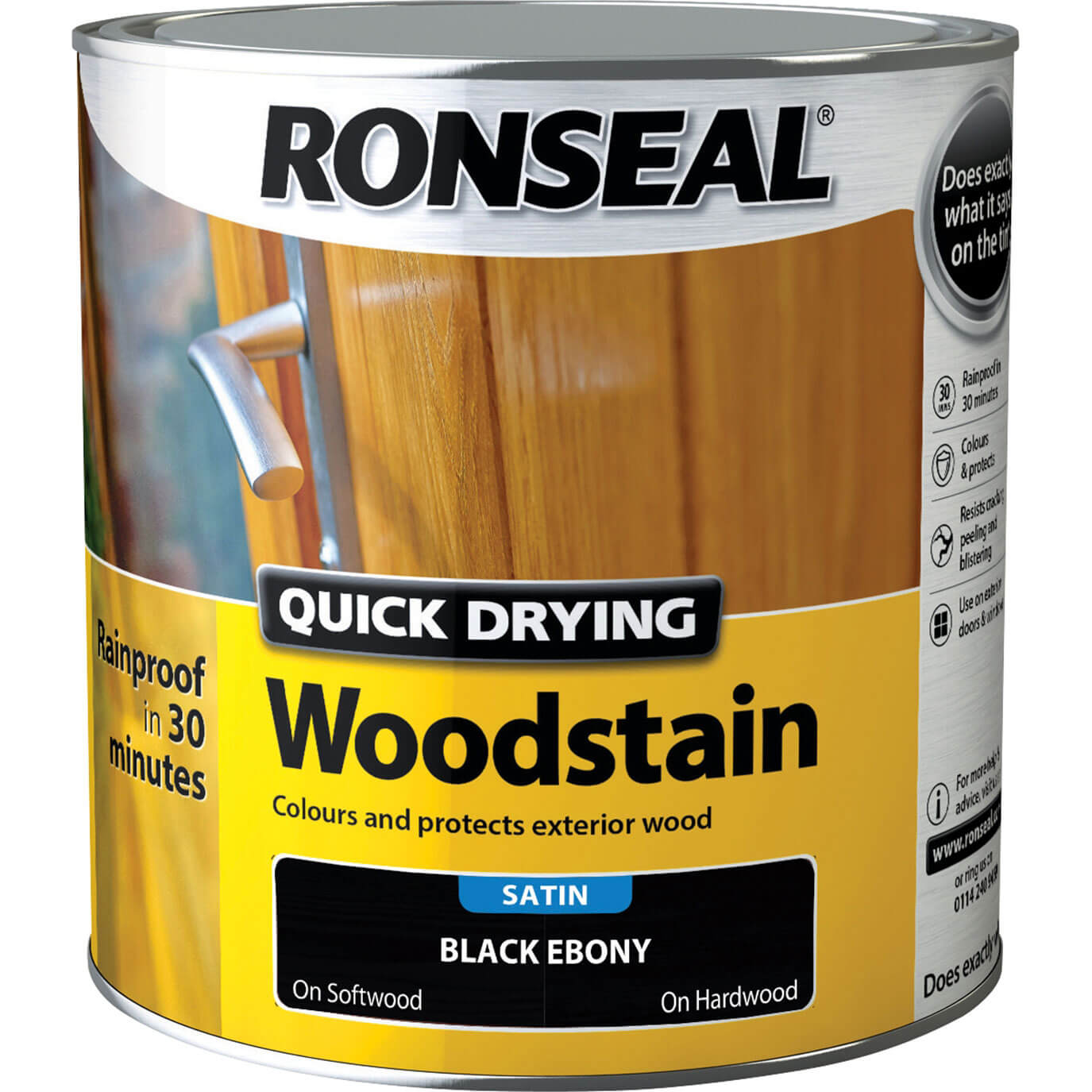 Photo of Ronseal Quick Dry Satin Woodstain Ebony 2.5l