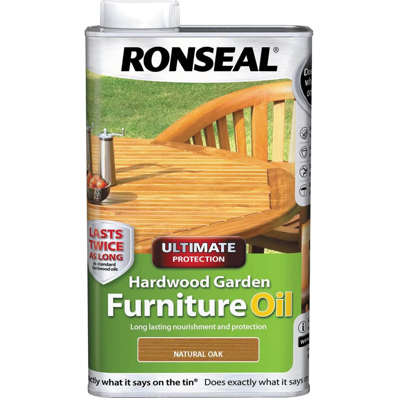 Photo of Ronseal Ultimate Protection Hardwood Garden Furniture Oil Oak 1l