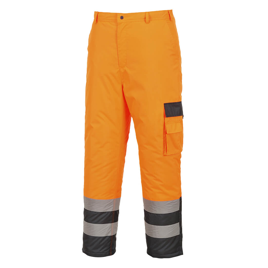 Photo of Oxford Weave 300d Class 2 Lined Contrast Hi Vis Breathable Trousers Orange / Navy Xl