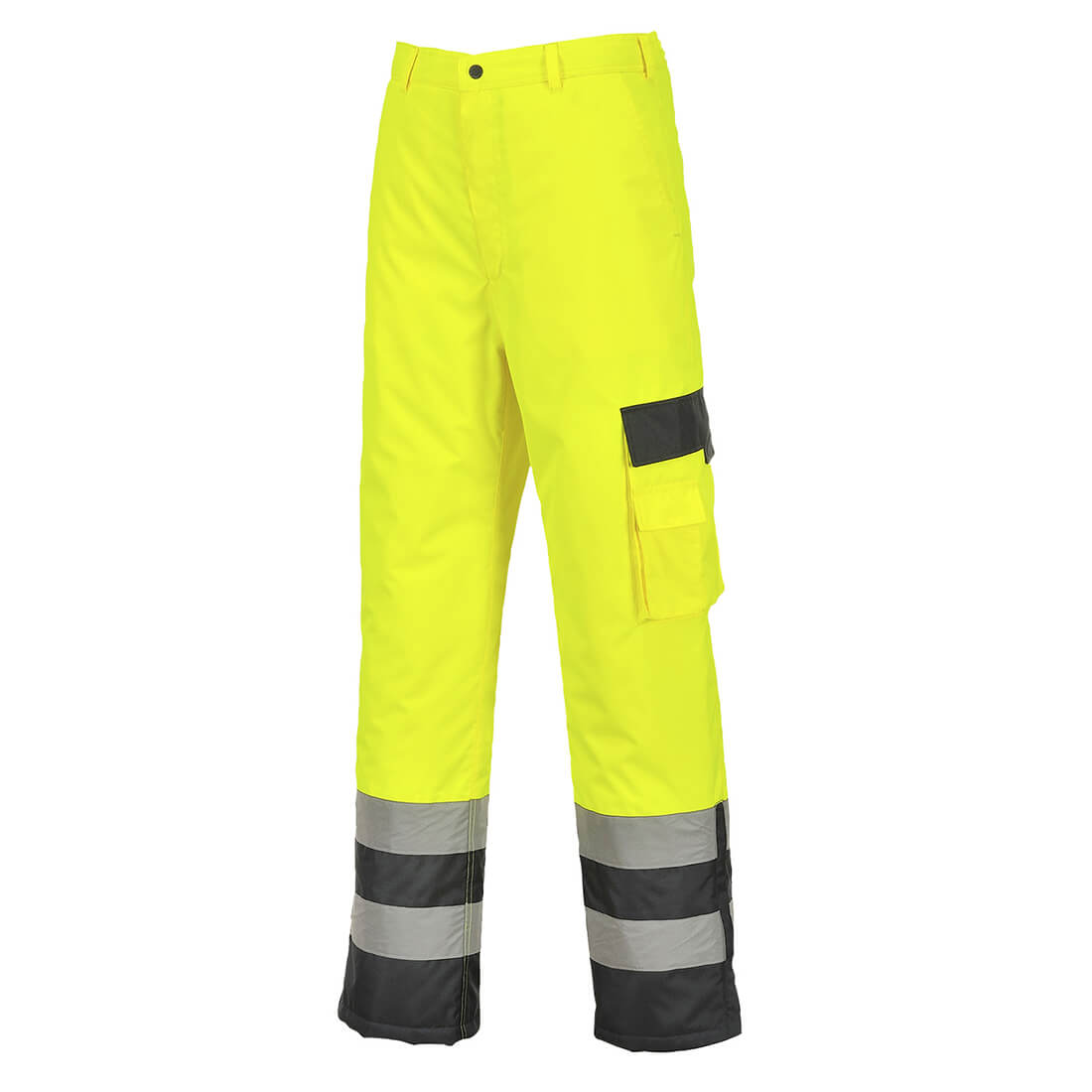 Photo of Oxford Weave 300d Class 2 Lined Contrast Hi Vis Breathable Trousers Yellow / Navy M