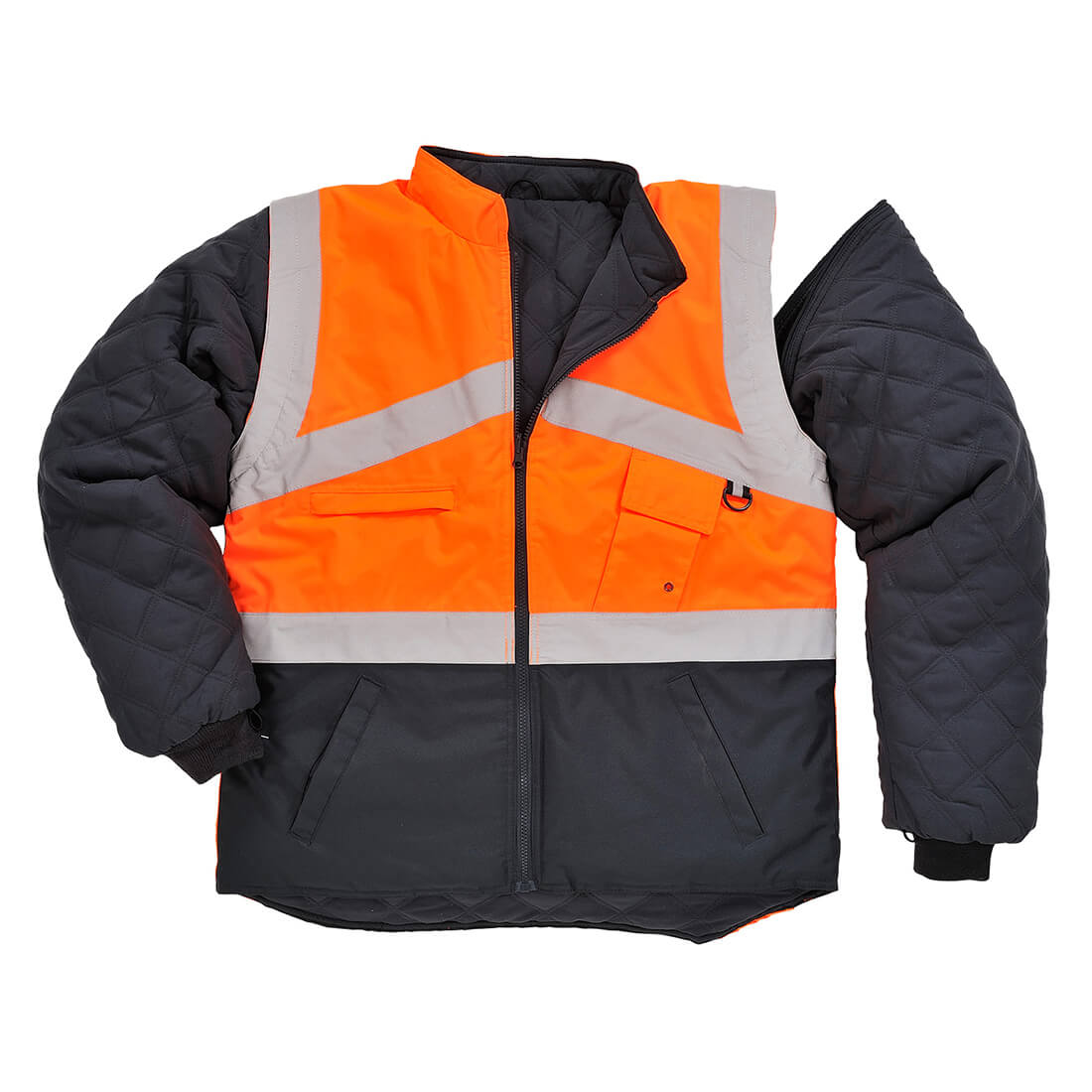 Photo of Oxford Weave 300d Class 1:2 Hi Vis 2-tone Reversible Jacket Orange / Navy M