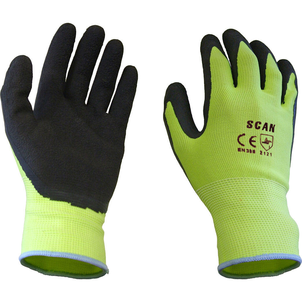 Photo of Scan Mens Foam Latex Coated Gloves Yellow L
