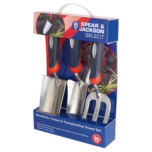Photo of Spear And Jackson 3 Piece Select Stainless Steel Hand Trowel And Weedfork Set