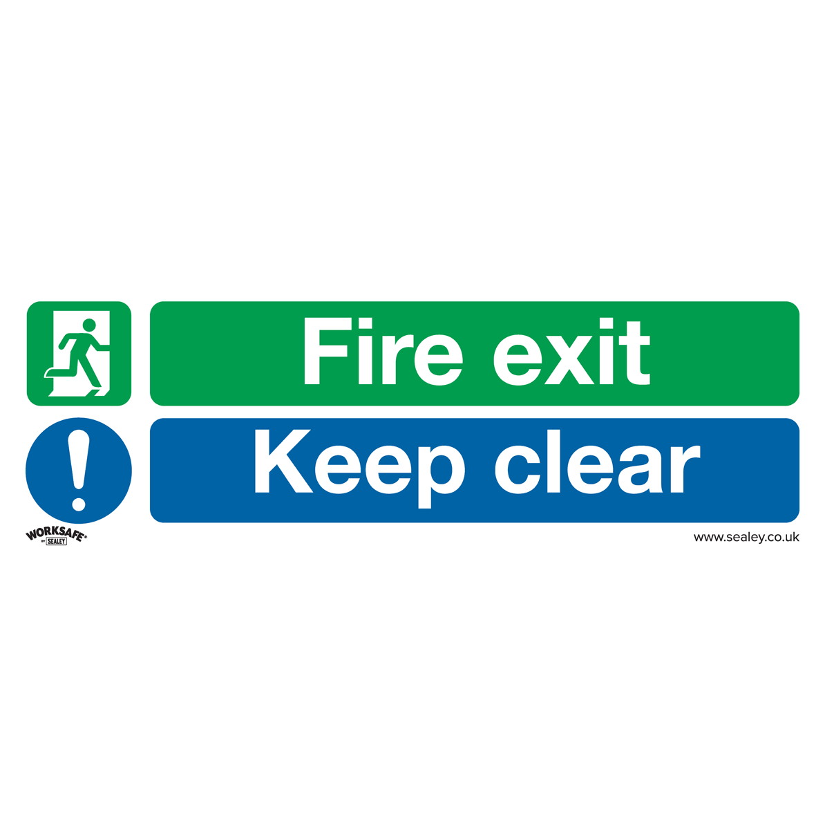 Sealey Self Adhesive Vinyl Fire Exit Keep Clear Sign Pack of 10 300mm 100mm Standard