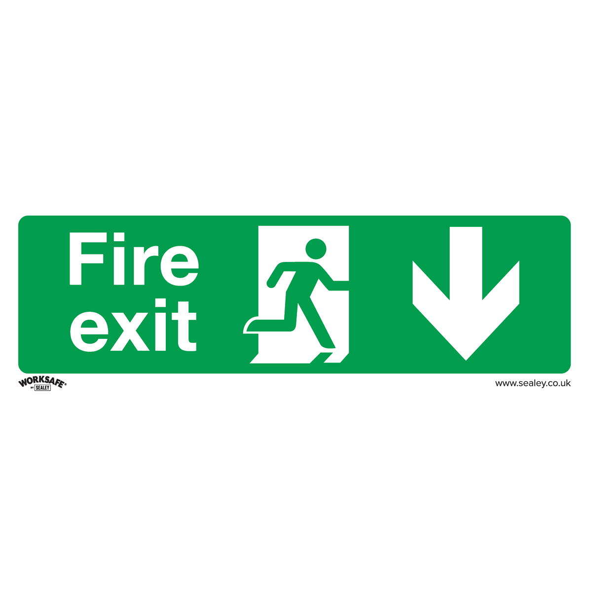 Sealey Rigid Plastic Fire Exit Arrow Down Sign 300mm 100mm Standard