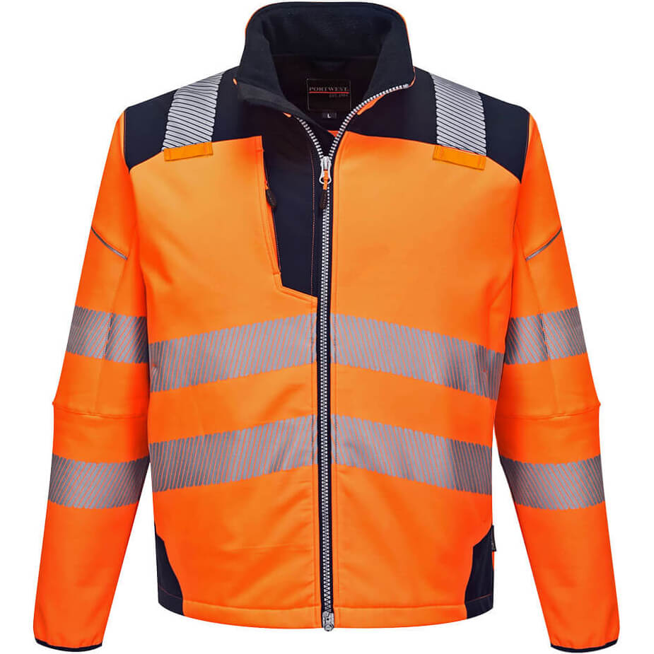 Photo of Pw3 Hi Vis Soft Shell Winter Rain Jacket Orange / Navy S