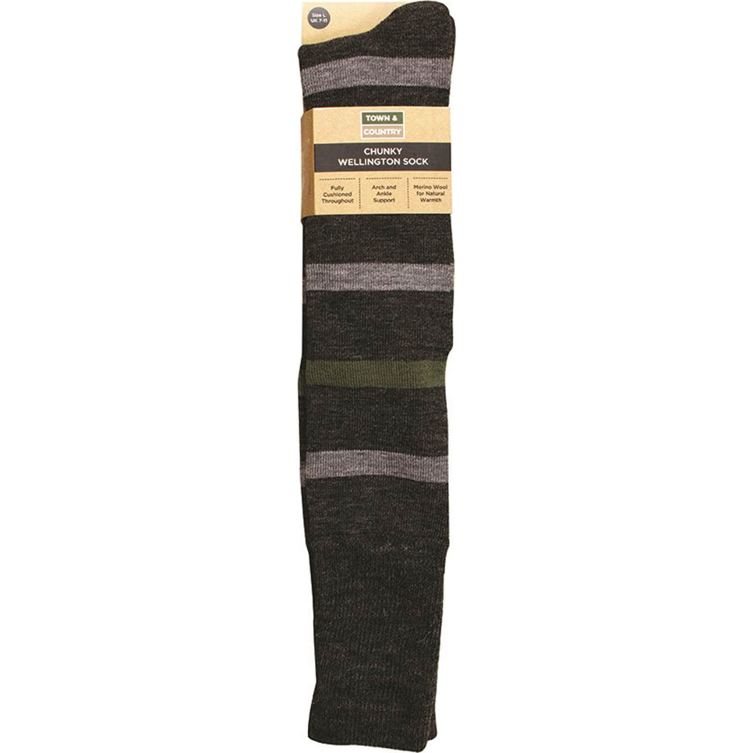 Town and Country Charcoal Chunky Wellington Boot Socks 7 - 11