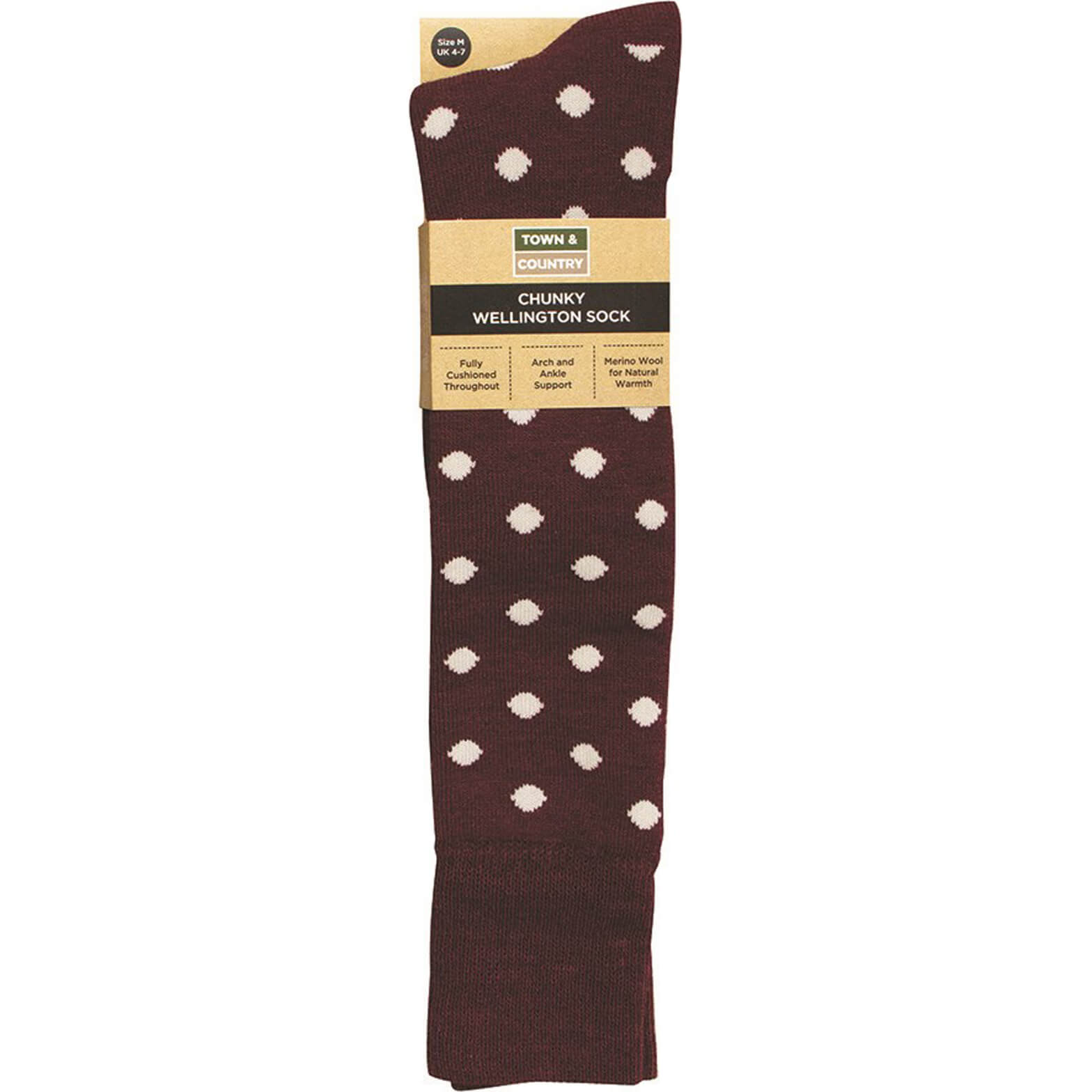 Town and Country Aubergine Chunky Wellington Boot Socks 4 - 7