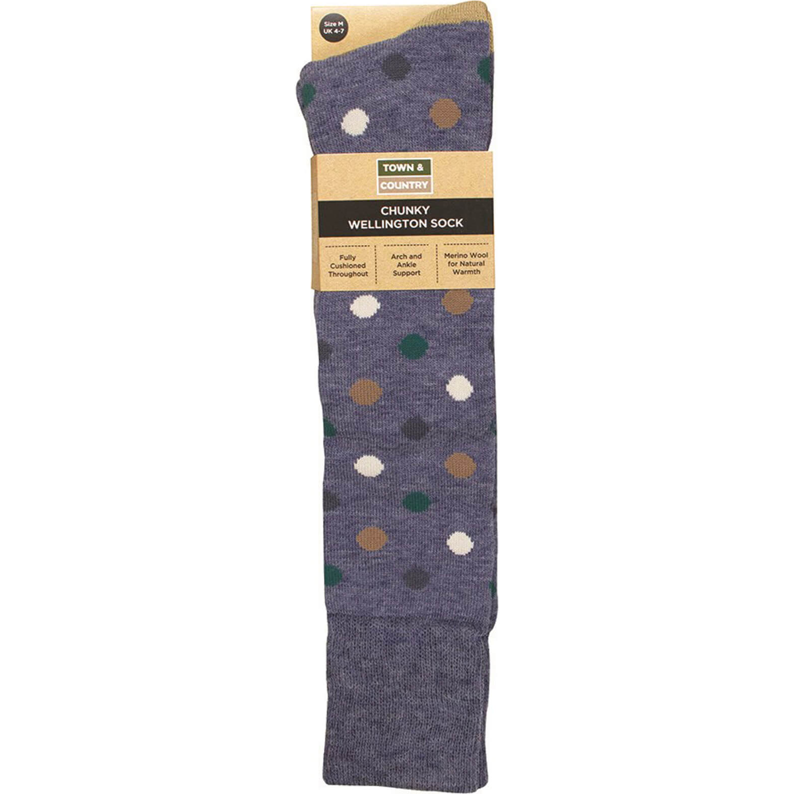 Town and Country Multi Spot Chunky Wellington Boot Socks 4 - 7