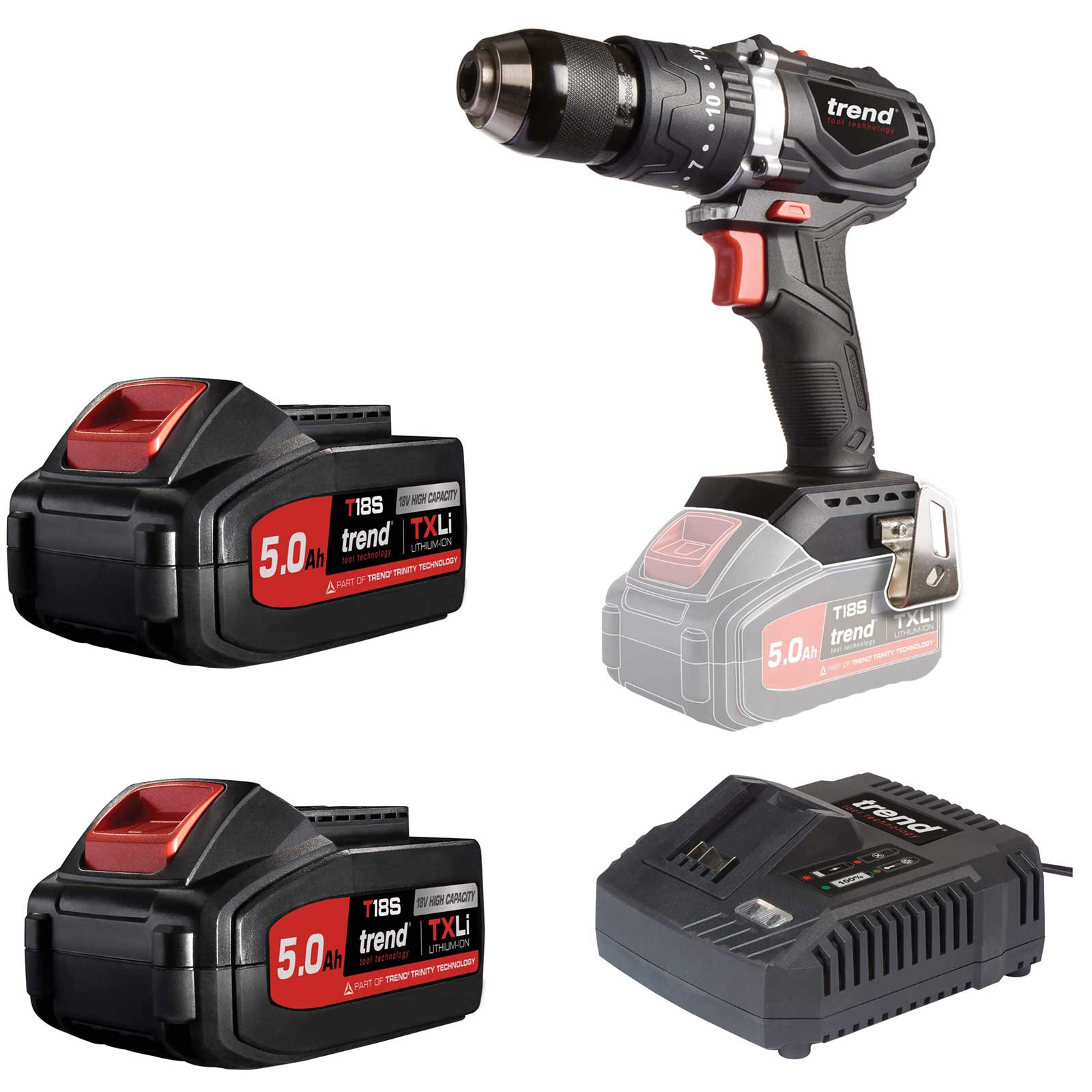 Photo of Trend T18s/cdb 18v Cordless Brushless Combi Drill 2 X 5ah Li-ion Charger No Case