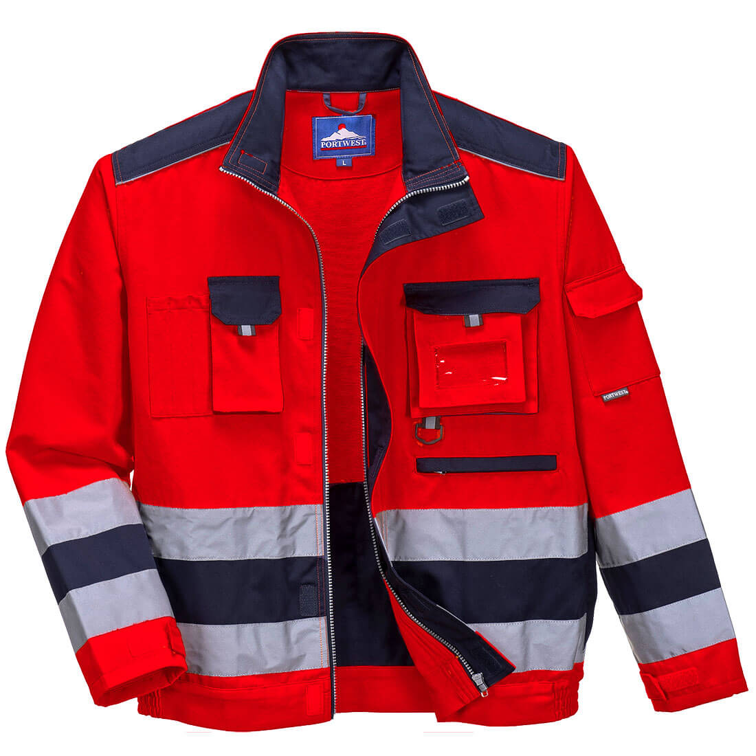 Photo of Portwest Lille Hi Vis Jacket Red / Navy S