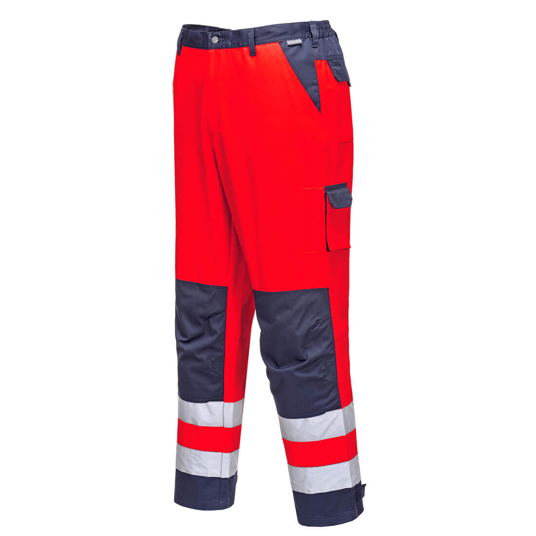 Photo of Portwest Lyon Hi Vis Work Trousers Red / Navy 2xl 32