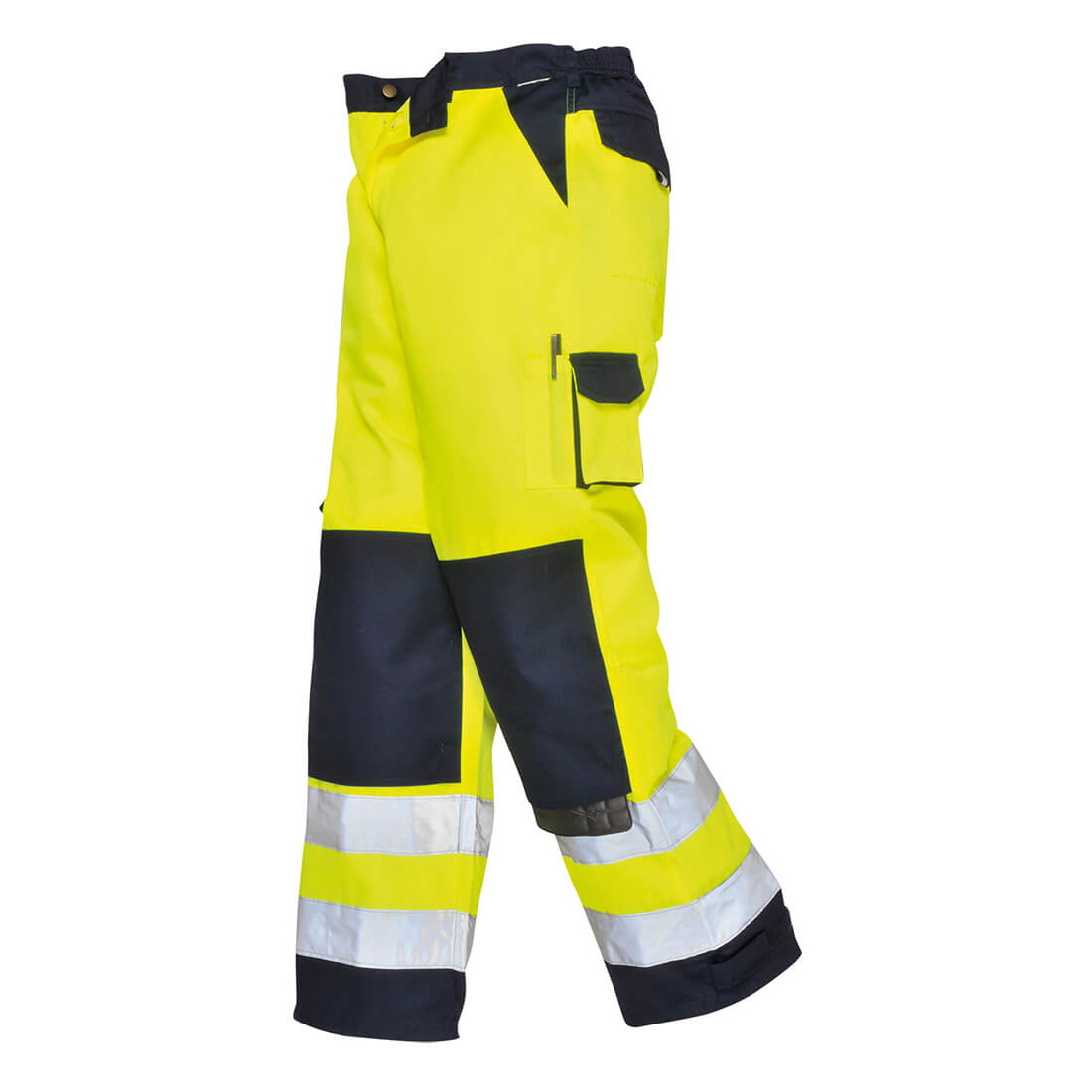 Photo of Portwest Lyon Hi Vis Work Trousers Yellow / Navy Medium 32