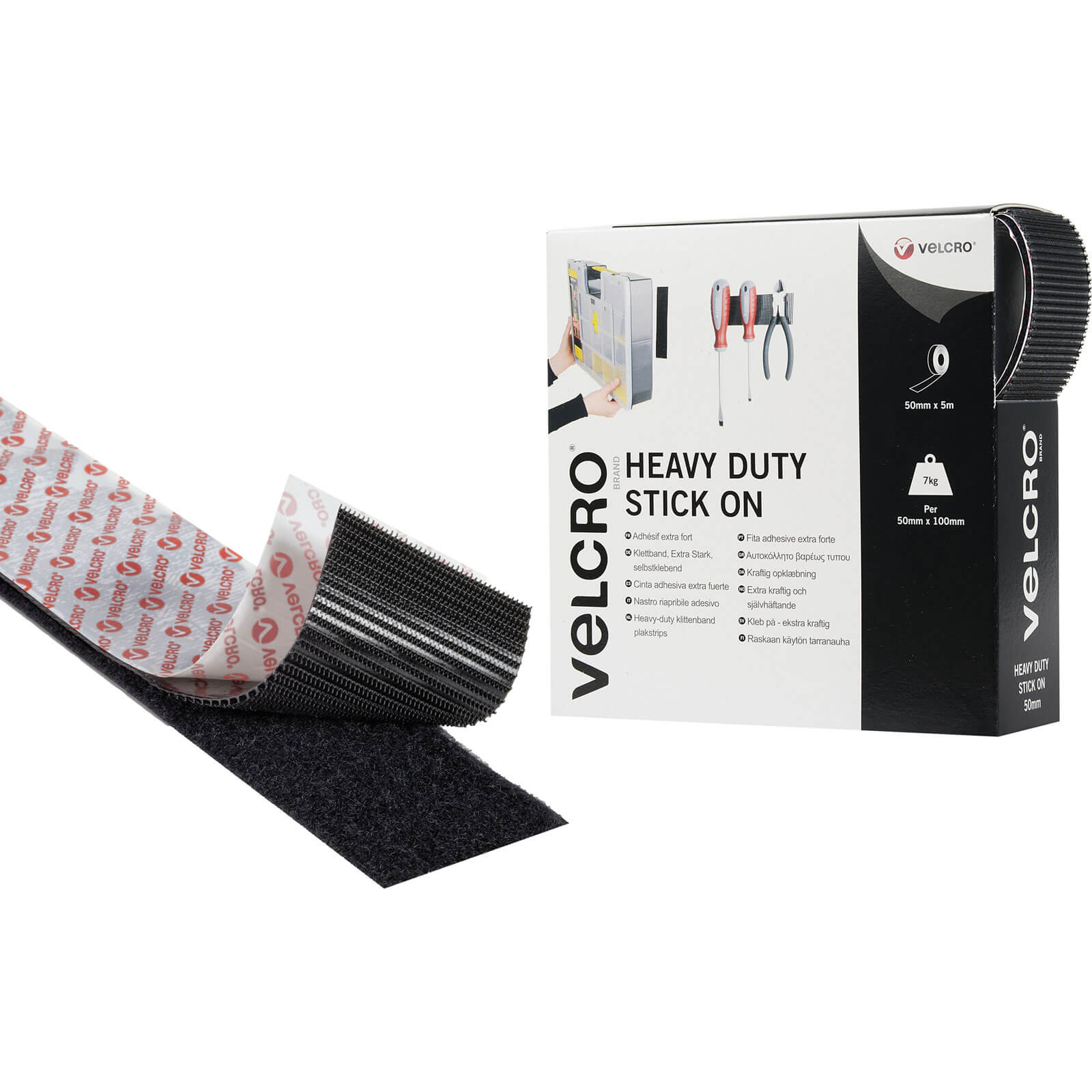 Photo of Velcro Heavy Duty Stick On Tape Black 50mm 5m Pack Of 1