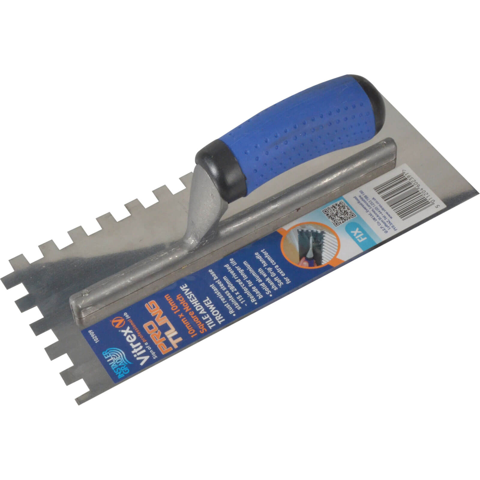 Photo of Vitrex Professional Stainless Steel 10mm Notched Adhesive Trowel 11