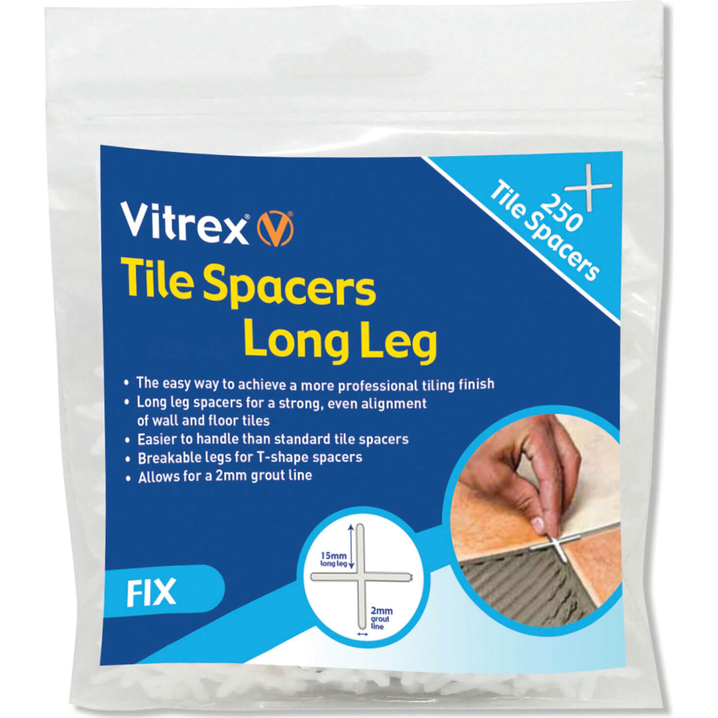 Photo of Vitrex Long Leg Tile Spacers 3mm Pack Of 250