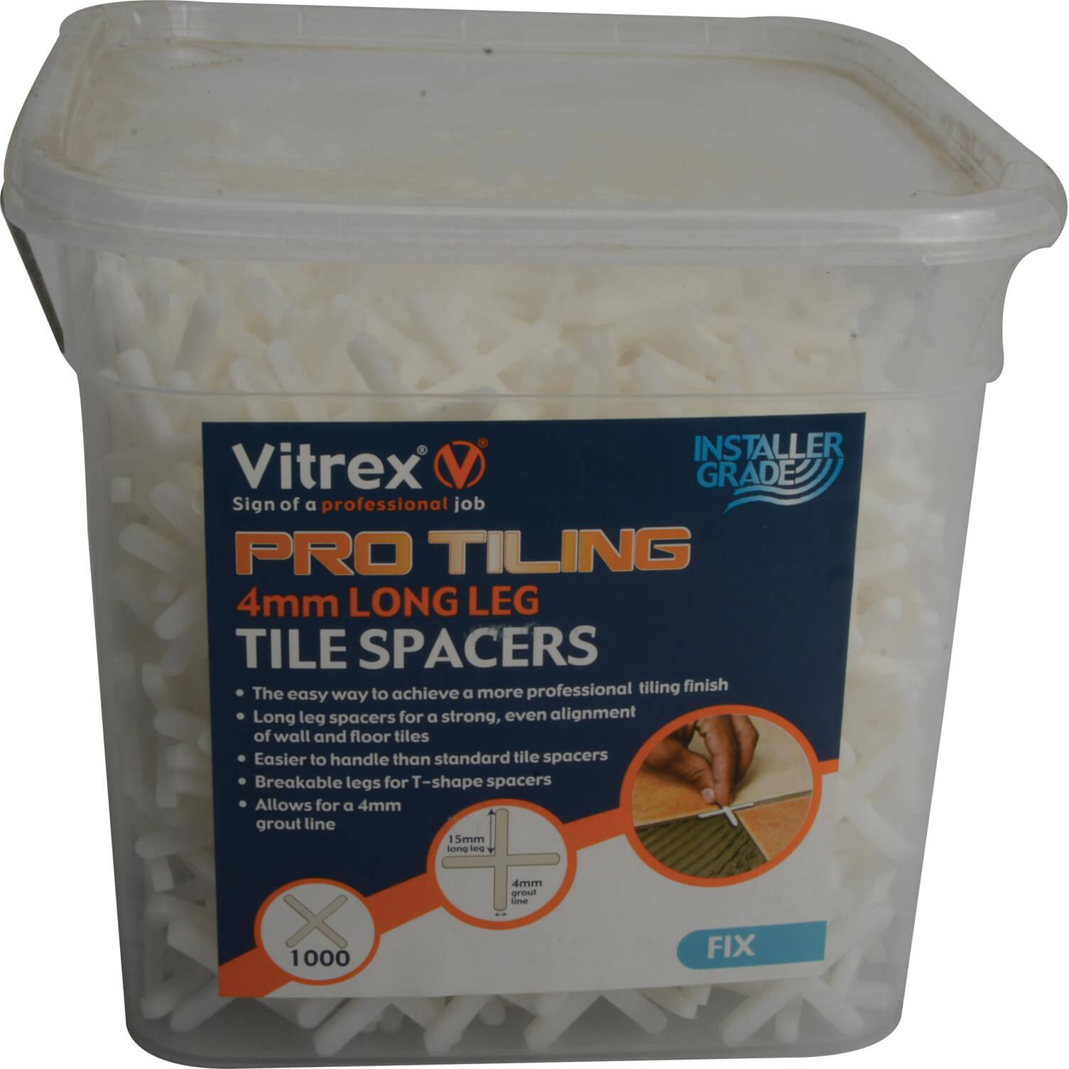 Photo of Vitrex Long Leg Tile Spacers 4mm Pack Of 1000