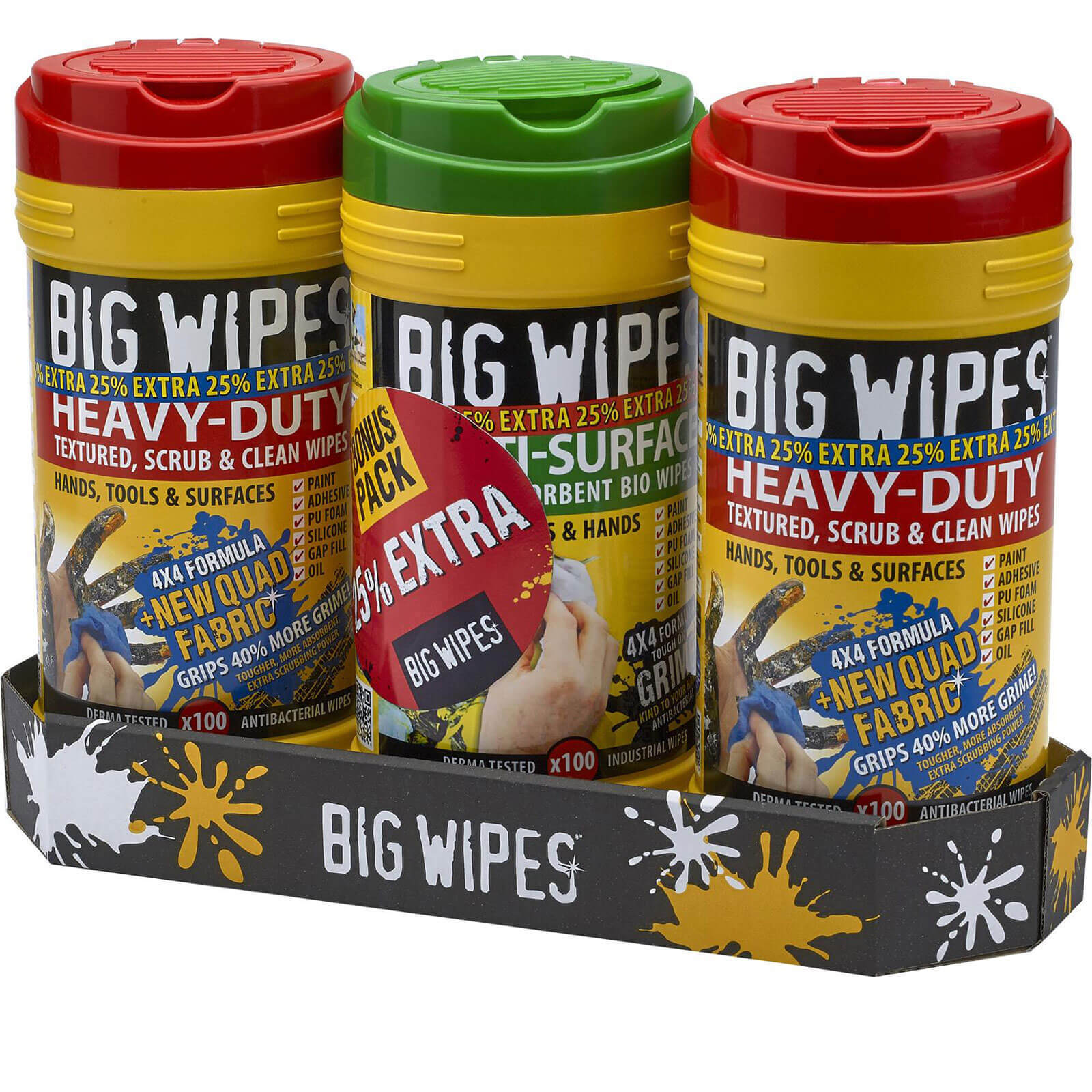 Photo of Big Wipes 3 Pack Scrub And Clean Antibacterial Heavy Duty Hand Wipes 25 Extra Free
