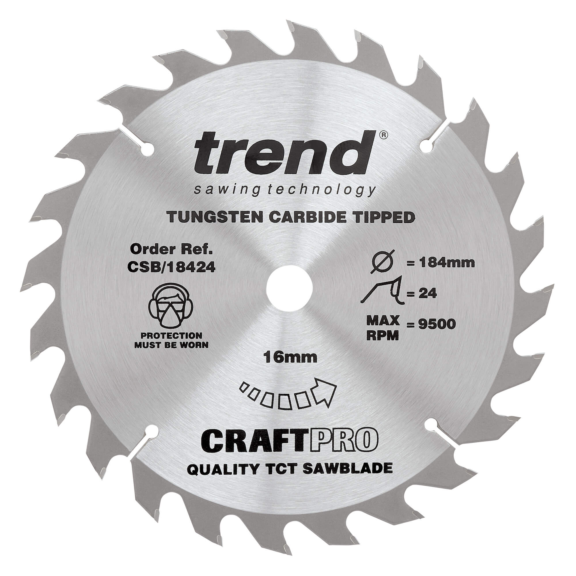 Photo of Trend Craftpro Wood Cutting Saw Blade 184mm 24t 16mm