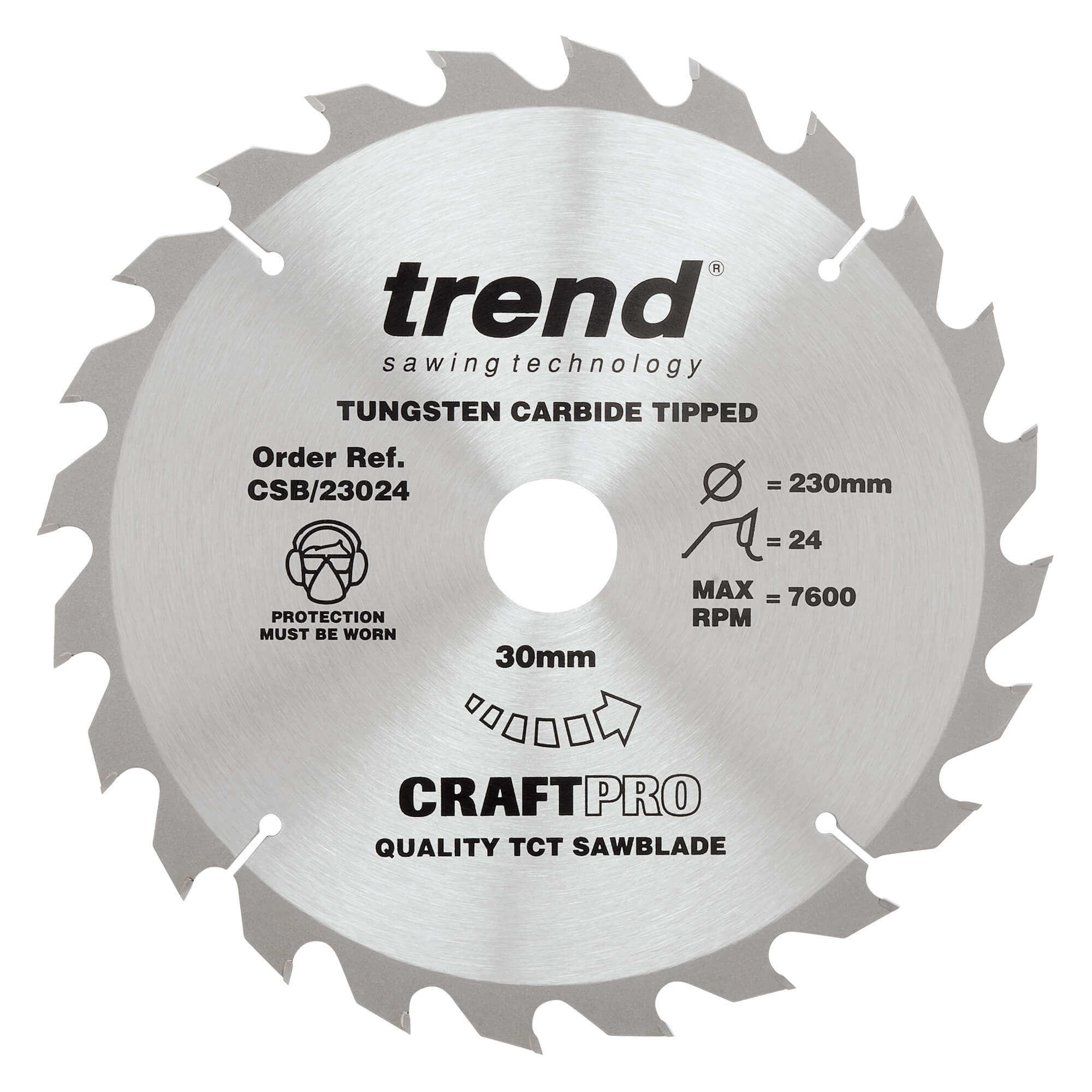 Photo of Trend Craftpro Wood Cutting Saw Blade 230mm 24t 30mm