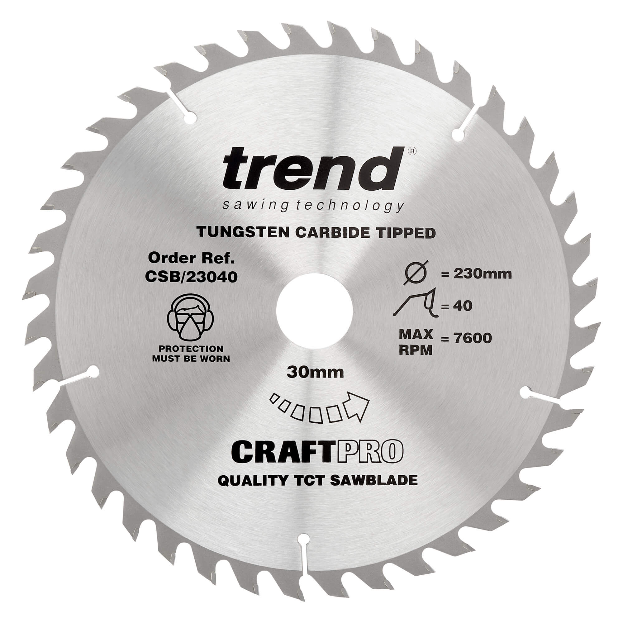 Photo of Trend Craftpro Wood Cutting Saw Blade 230mm 40t 30mm