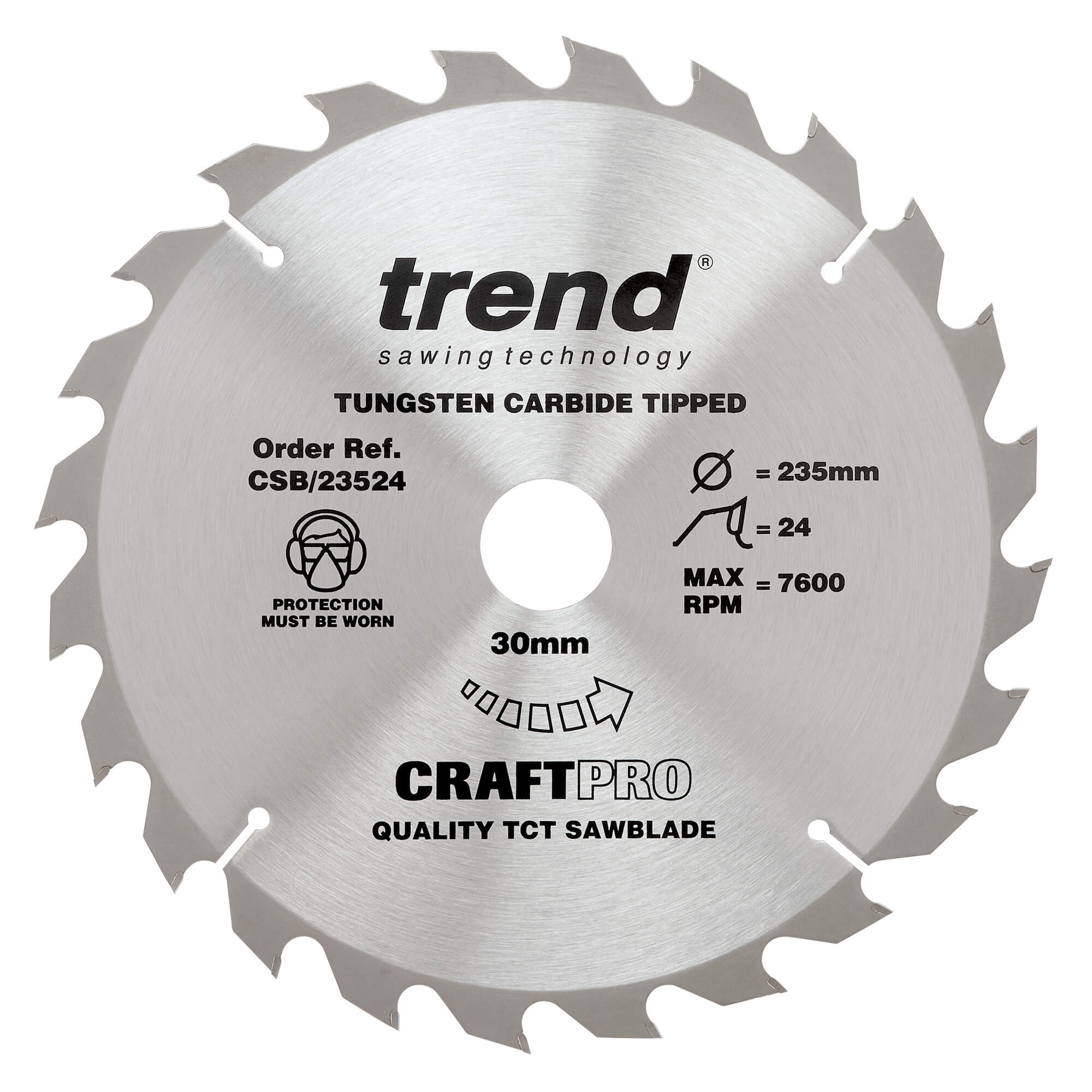 Photo of Trend Craftpro Non Stick Wood Cutting Saw Blade 235mm 24t 30mm