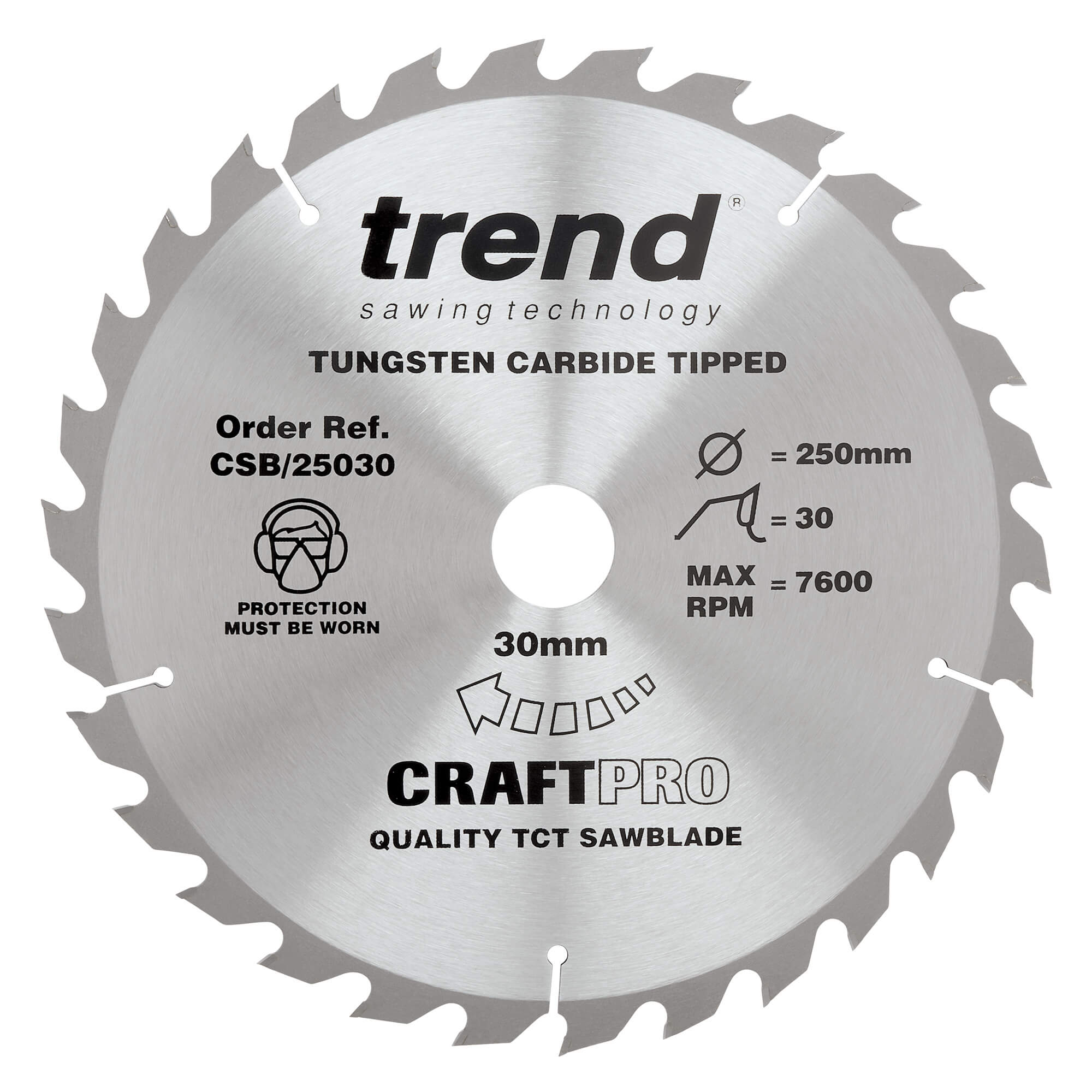 Photo of Trend Craftpro Wood Cutting Saw Blade 250mm 30t 30mm