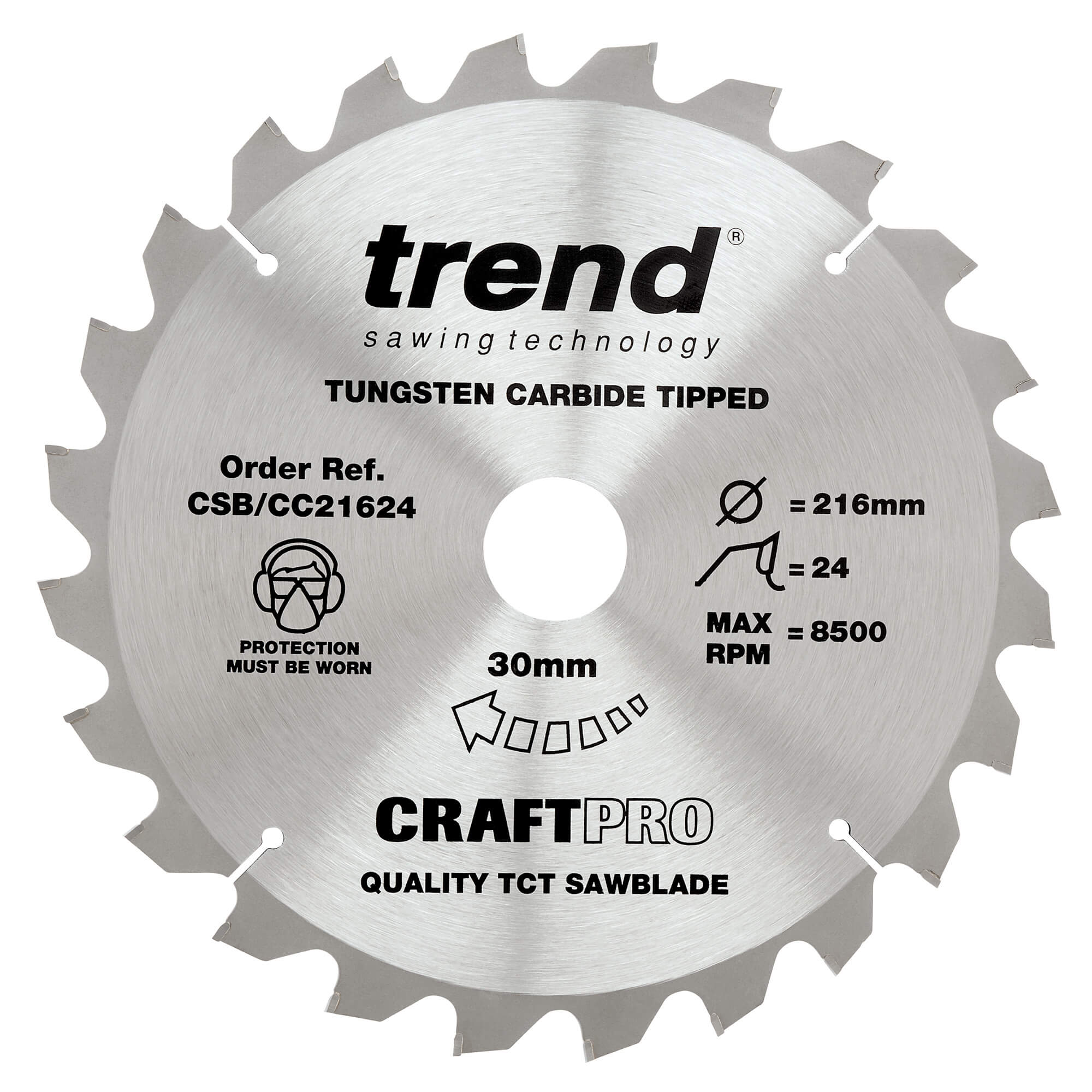 Photo of Trend Craftpro Wood Cutting Mitre Saw Blade 216mm 24t 30mm