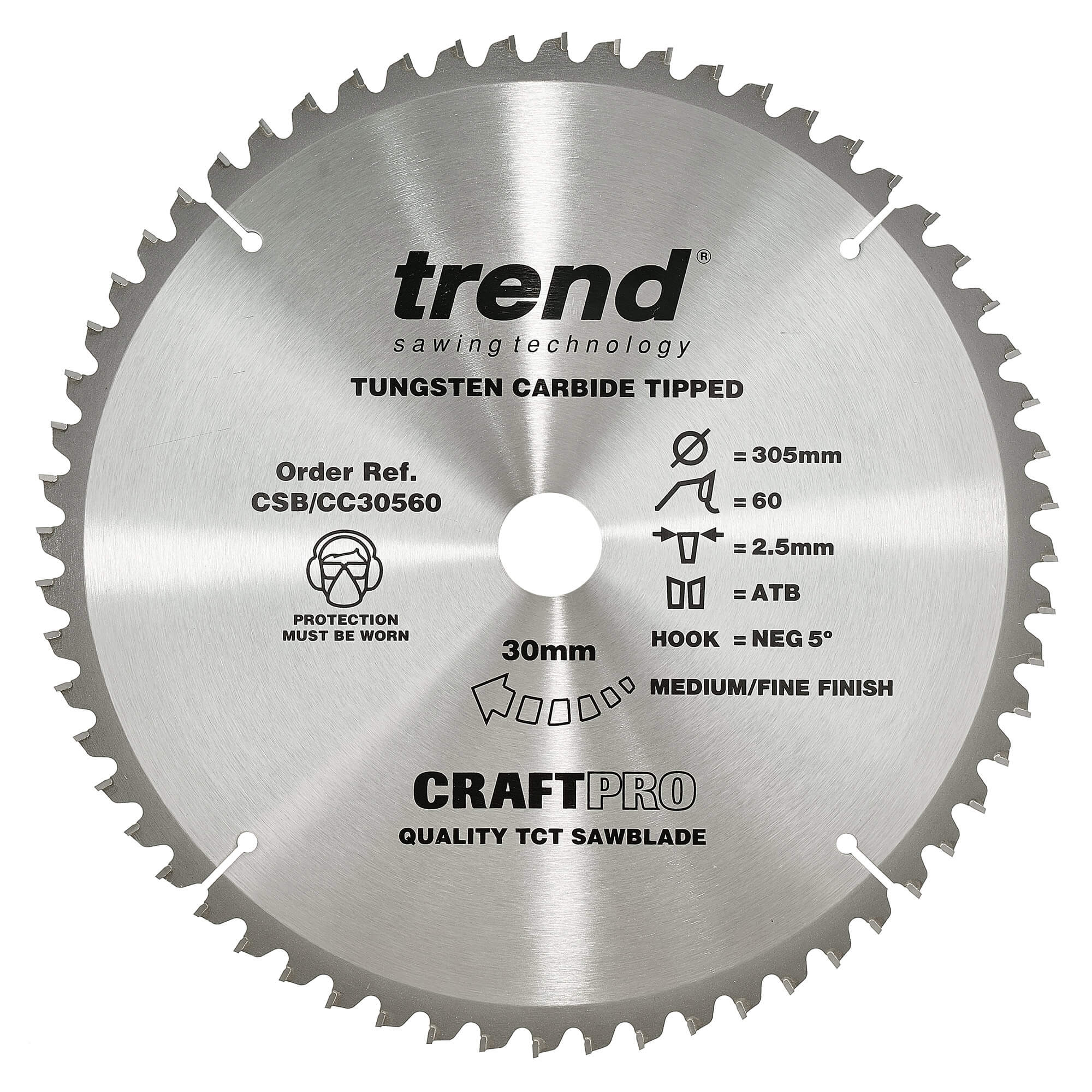 Photo of Trend Craft Anti Kickback Thin Kerf Circular Saw Blade 305mm 60t 30mm
