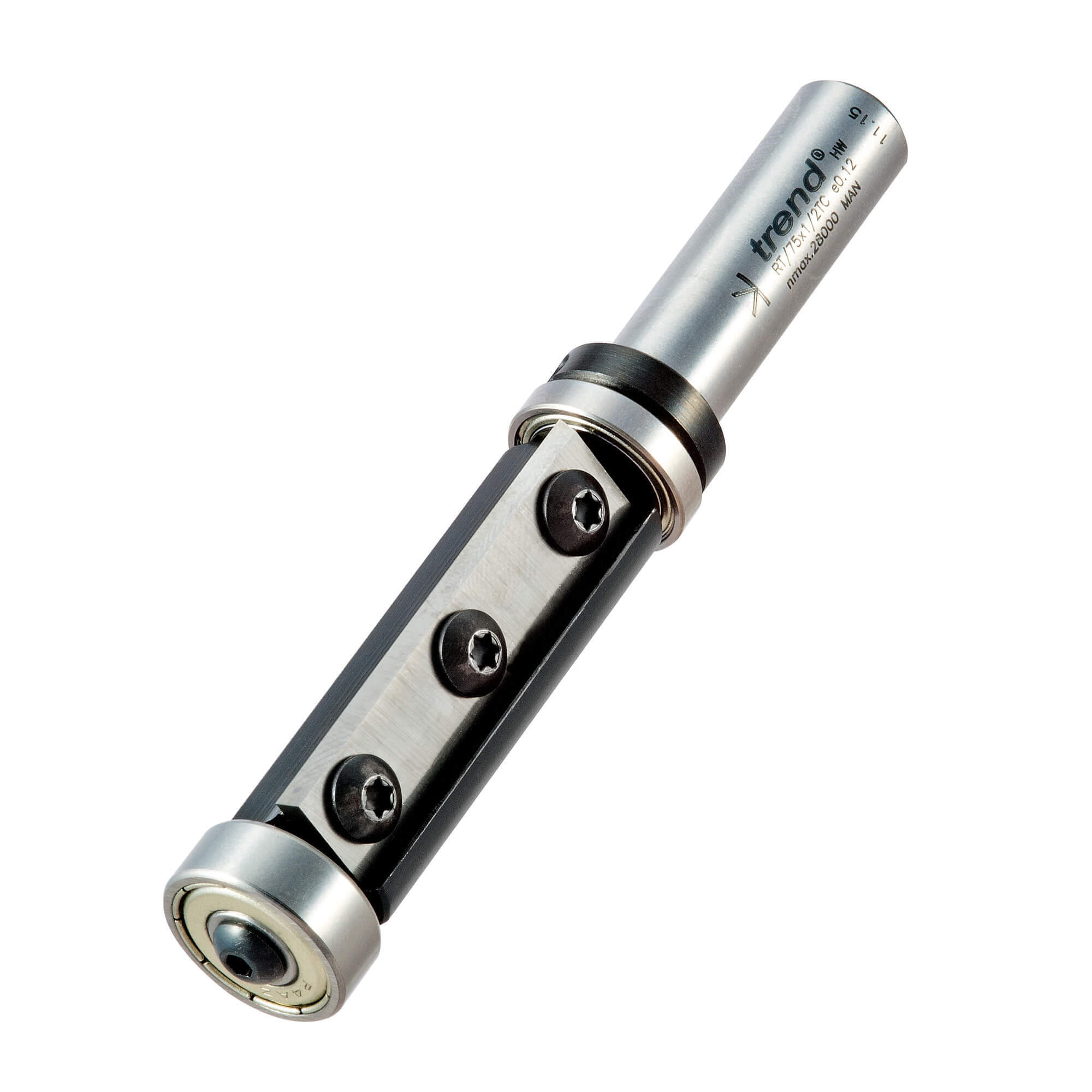 Photo of Trend Rota-tip Two Flute Double Bearing Guided Trimmer 19.1mm 50mm 1/2